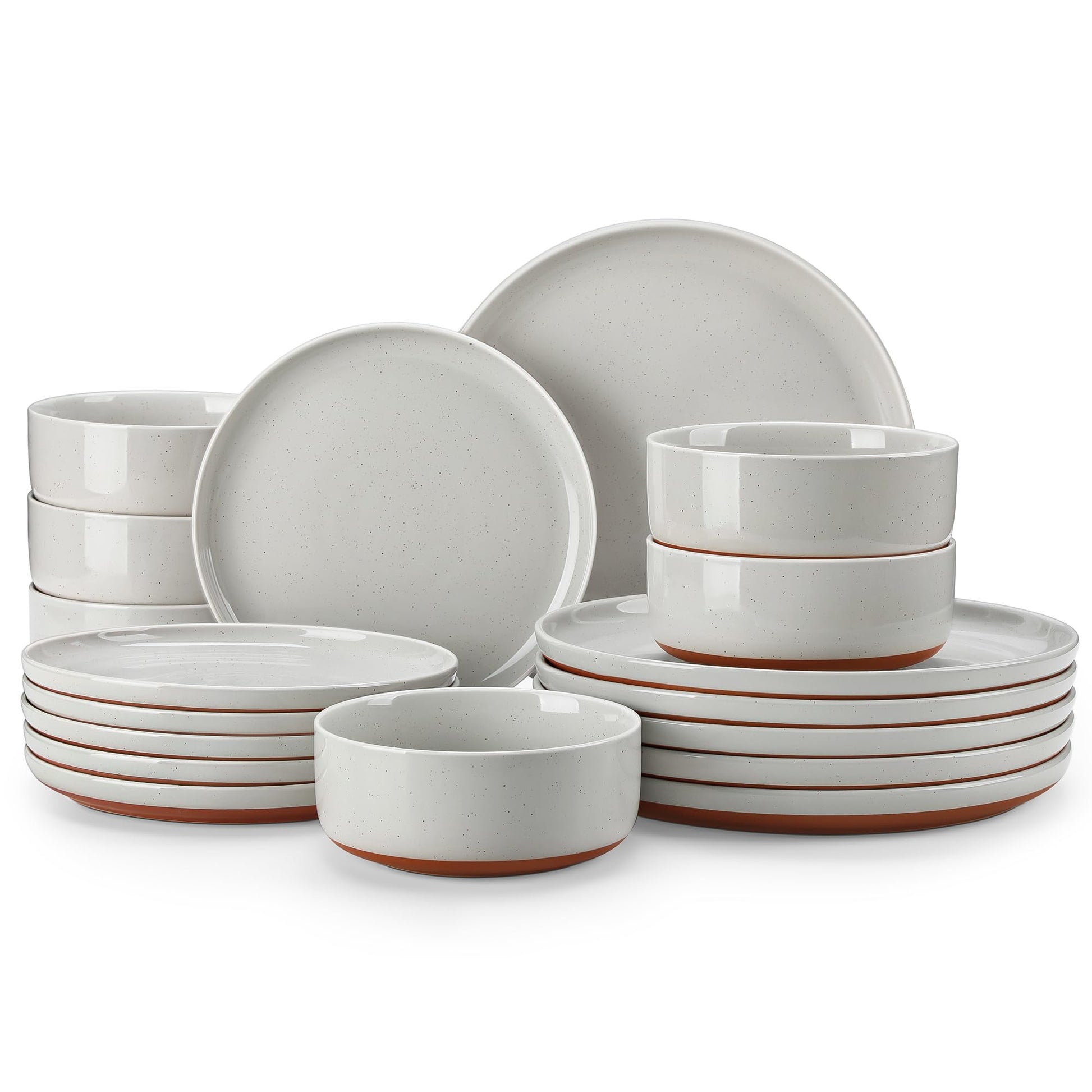 MALACASA Plates and Bowls Sets, 12 Pieces Modern Stoneware Dinnerware Set for 4 Kitchen Dinner Set Ceramic Dishware Dishes Set Microwave and Dishwasher Safe, White, Series TARA