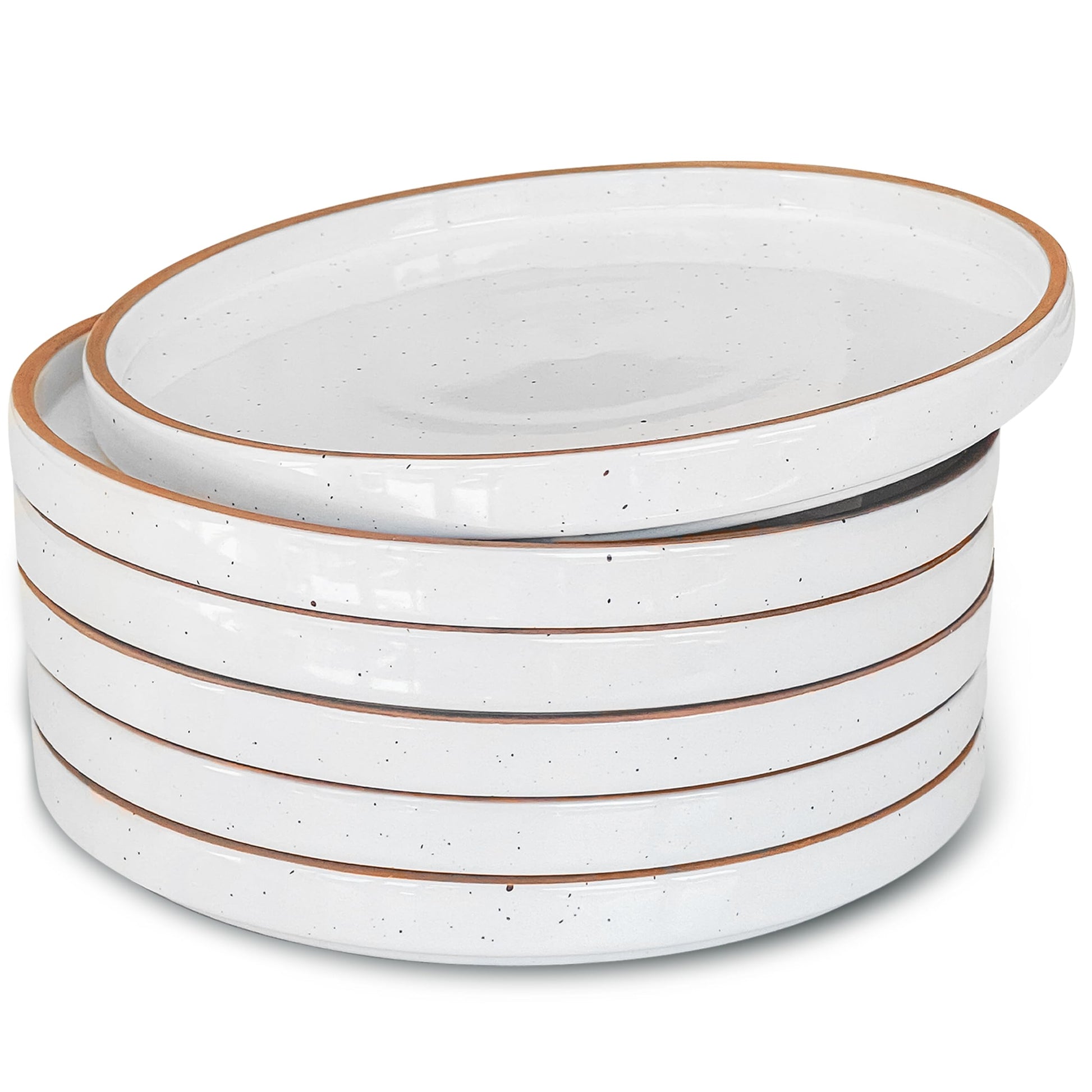 Mora Ceramic Flat Plates Set of 6-8 in - The Dessert, Salad, Appetizer, Small Lunch, etc Plate. Microwave, Oven, and Dishwasher Safe, Scratch Resistant. Kitchen Porcelain Dish - Neutrals