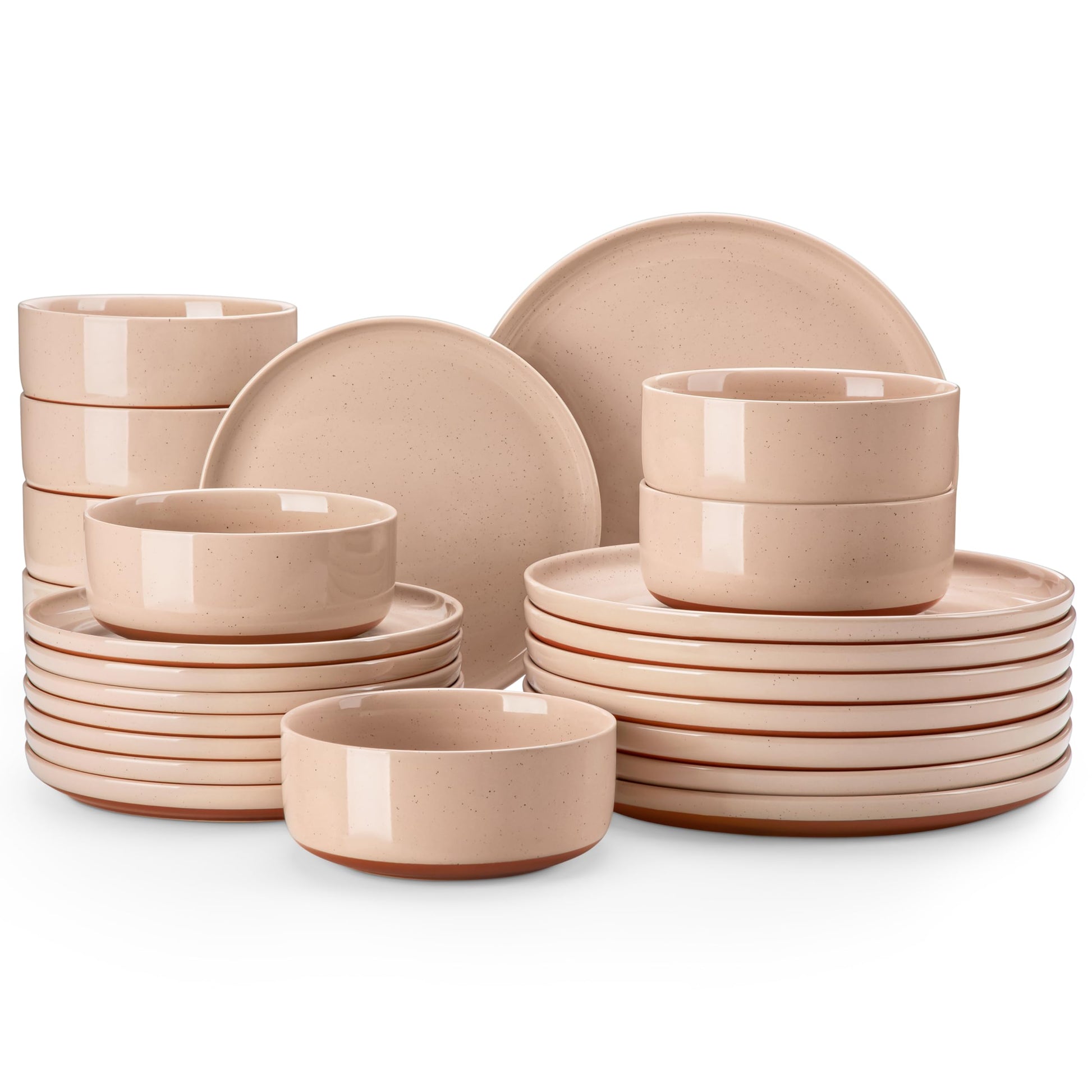 MALACASA Plates and Bowls Sets, 12 Pieces Modern Stoneware Dinnerware Set for 4 Kitchen Dinner Set Ceramic Dishware Dishes Set Microwave and Dishwasher Safe, White, Series TARA