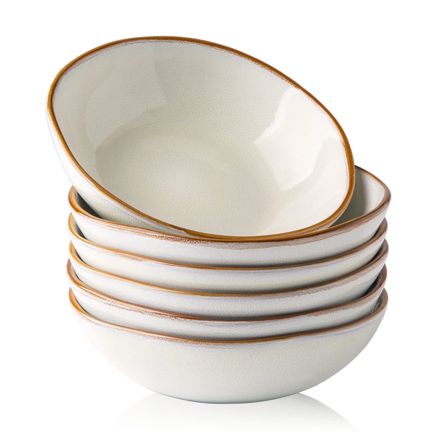 AmorArc Ceramic Cereal Bowls Set of 6, 24 oz Handmade Stoneware Bowls for Cereal Soup Salad Bread, Stylish Kitchen Bowls for Meal, Dishwasher & Microwave Safe, Ocean Blue