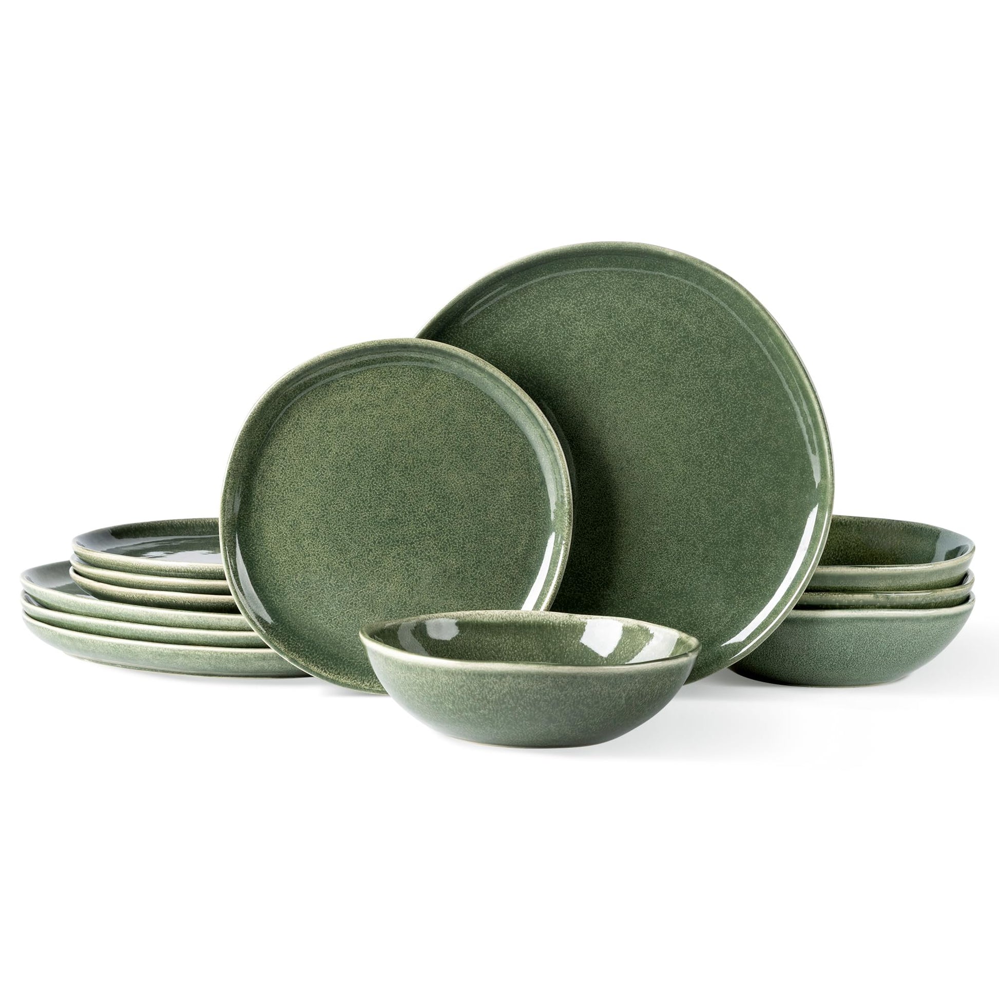 AmorArc Ceramic Dinnerware Sets,Handmade Reactive Glaze Stoneware Plates and Bowls Set,Highly Scratch Resistant Dishes | Dishwasher & Microwave Safe Dishes Set, Service for 6 (18pc)