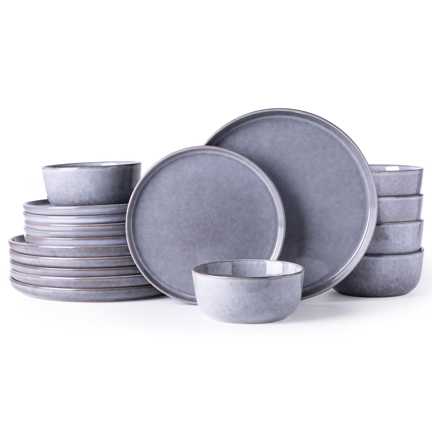 AmorArc Stoneware Dinnerware Sets,Round Reactive Glaze Ceramic Plates and Bowls Set,Highly Chip and Crack Resistant | Dishwasher & Microwave Safe Dishes,Service for 4 (12pc)