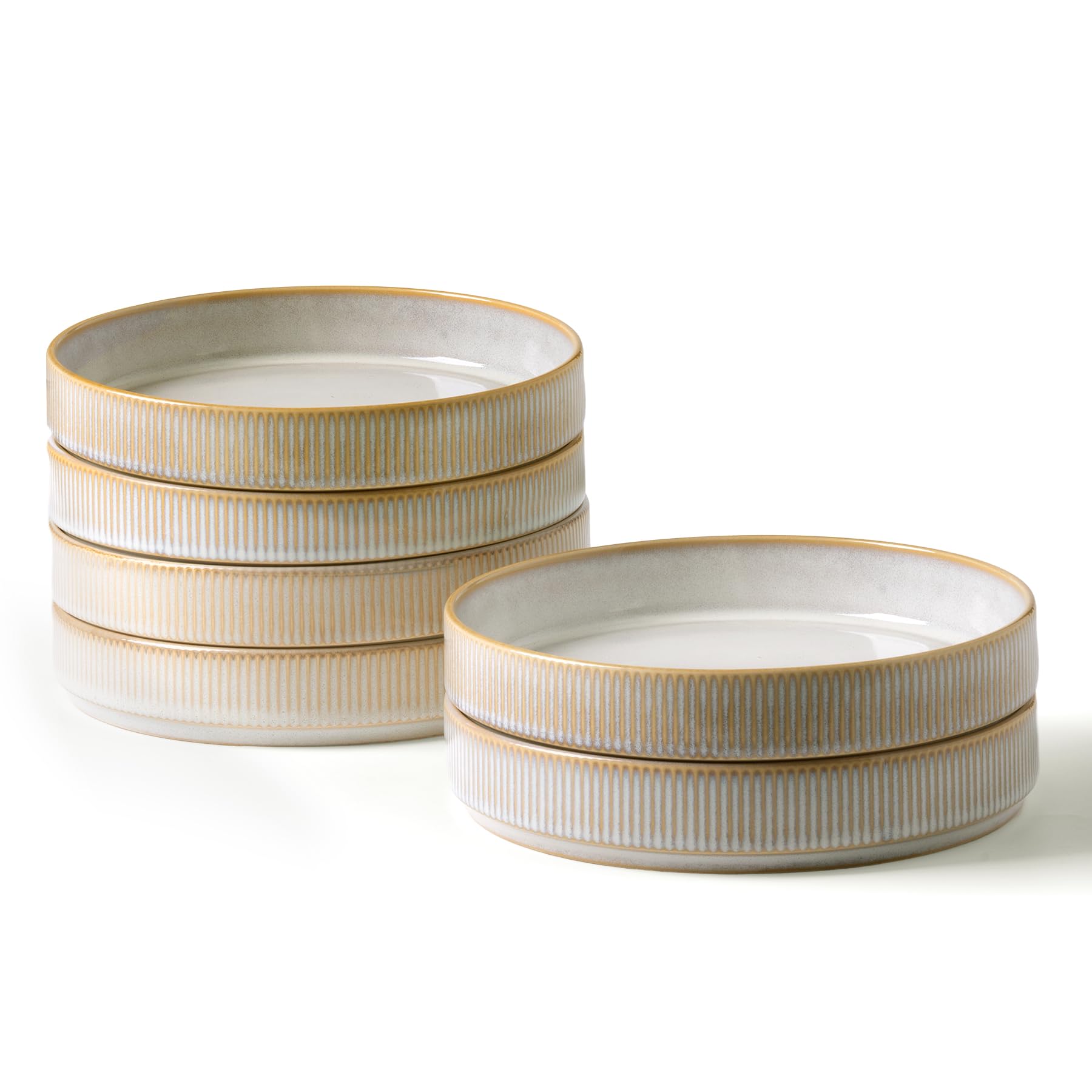 famiware Star 7.5" Pasta Bowls Set, Salad Bowl Set of 4, Double Reactive Glaze, Stackable, Ideal for Your Friend for Housewarming, Festivals, Nebulas Blue