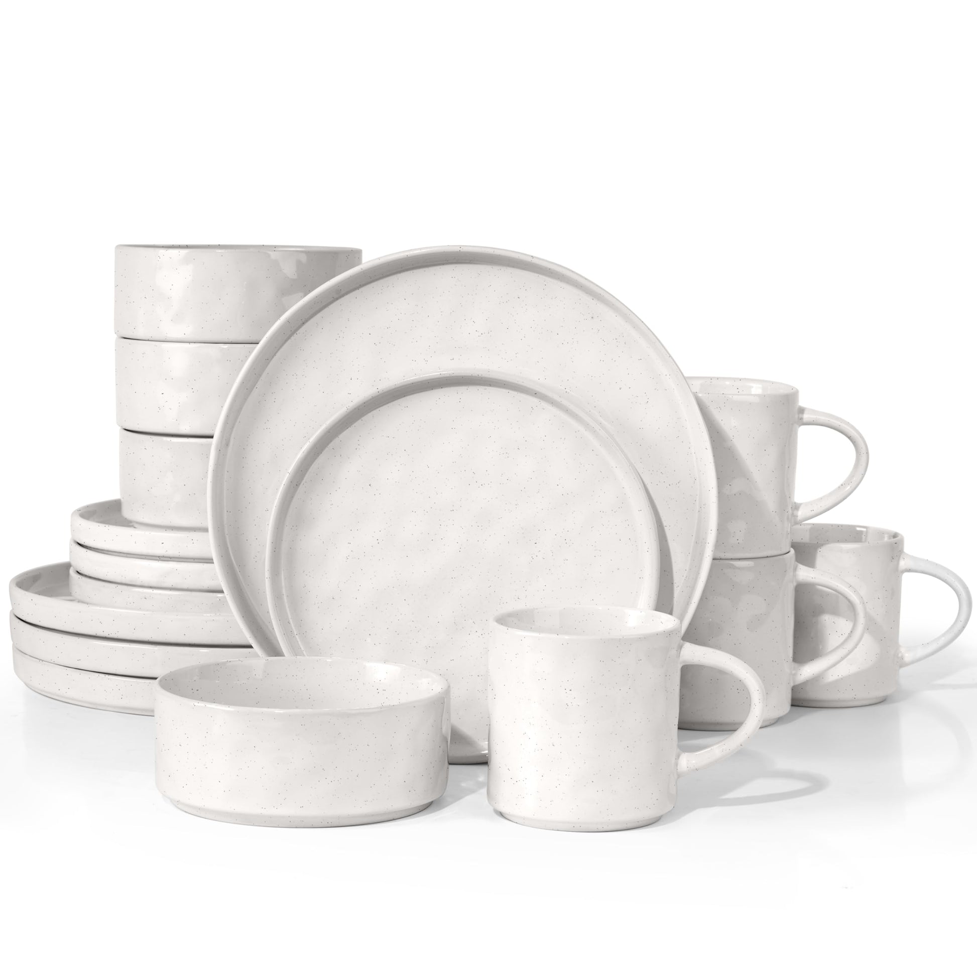 HaWare Dinnerware Sets, 12-Piece Plates and Bowls Set, Stoneware Dish Set for 4, Ceramic Dinnerware for Home Restaurant, Chip and Scratch Resistant, Microwave and Dishwasher Safe, Speckled White