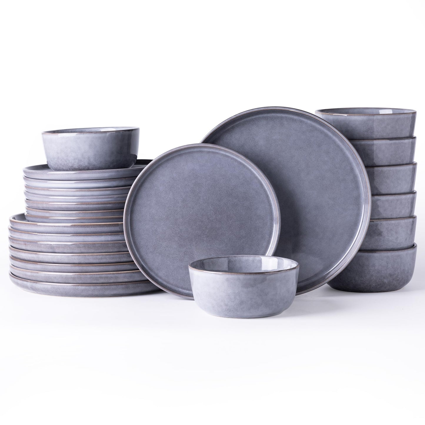 AmorArc Stoneware Dinnerware Sets,Round Reactive Glaze Ceramic Plates and Bowls Set,Highly Chip and Crack Resistant | Dishwasher & Microwave Safe Dishes,Service for 4 (12pc)