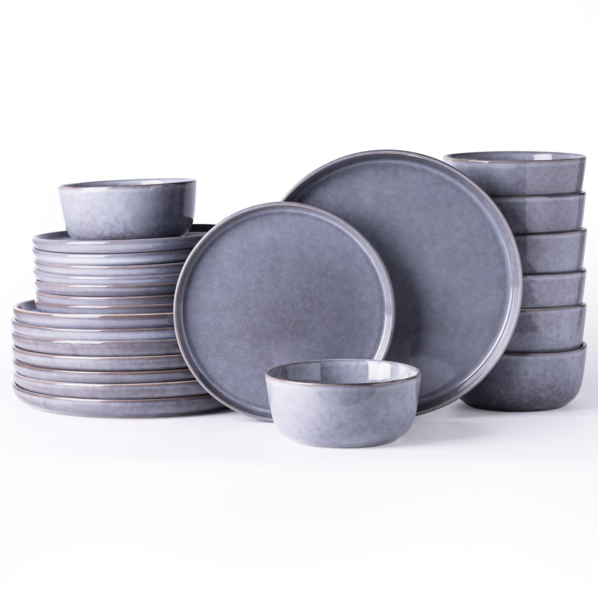 AmorArc Stoneware Dinnerware Sets,Round Reactive Glaze Ceramic Plates and Bowls Set,Highly Chip and Crack Resistant | Dishwasher & Microwave Safe Dishes,Service for 4 (12pc)
