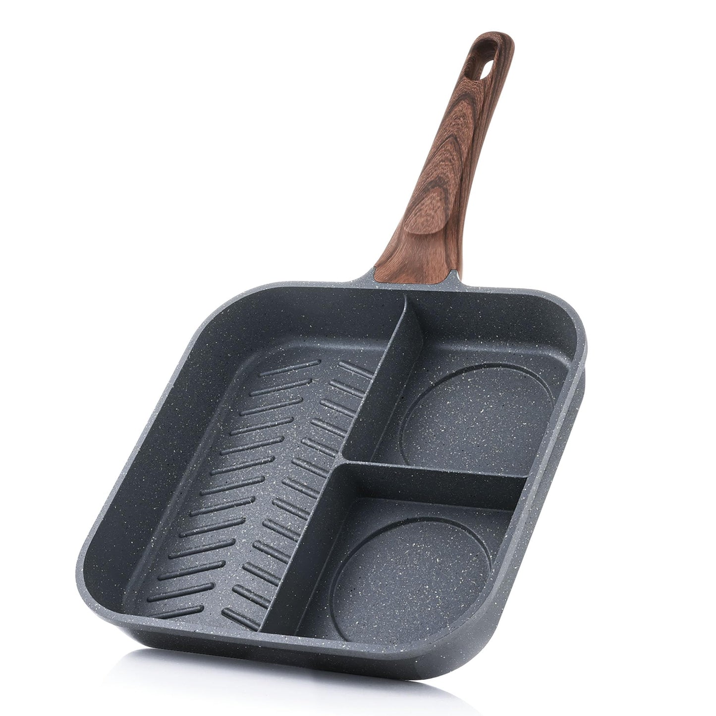SENSARTE Nonstick Grill Pan for Stove Tops, Versatile Griddle with Pour Spouts, Square Big Cooking Surface, Durable Skillet Indoor & Outdoor Grilling. PFOA Free, 9.5 Inch