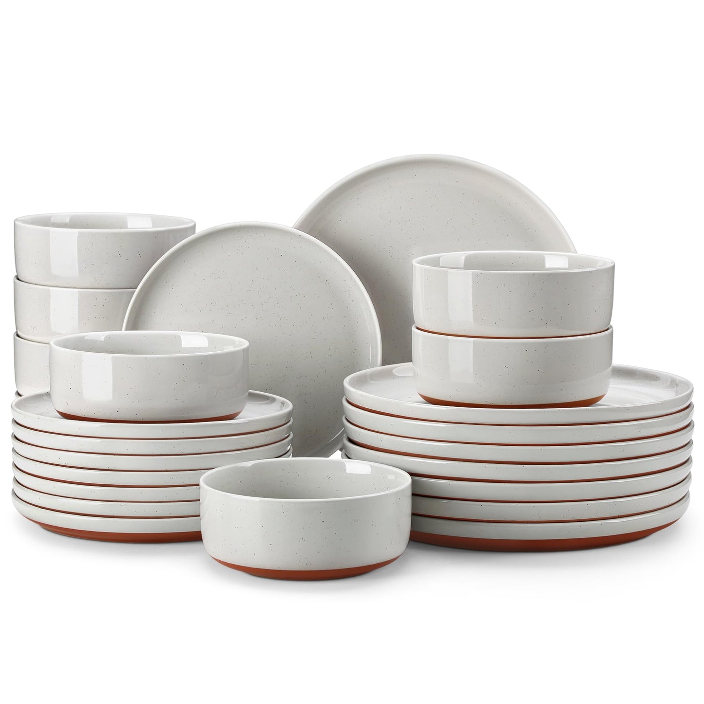MALACASA Plates and Bowls Sets, 12 Pieces Modern Stoneware Dinnerware Set for 4 Kitchen Dinner Set Ceramic Dishware Dishes Set Microwave and Dishwasher Safe, White, Series TARA