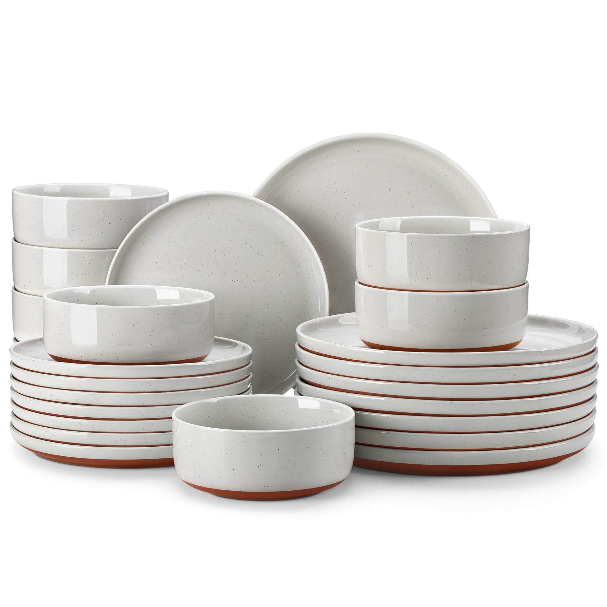 MALACASA Plates and Bowls Sets, 12 Pieces Modern Stoneware Dinnerware Set for 4 Kitchen Dinner Set Ceramic Dishware Dishes Set Microwave and Dishwasher Safe, White, Series TARA