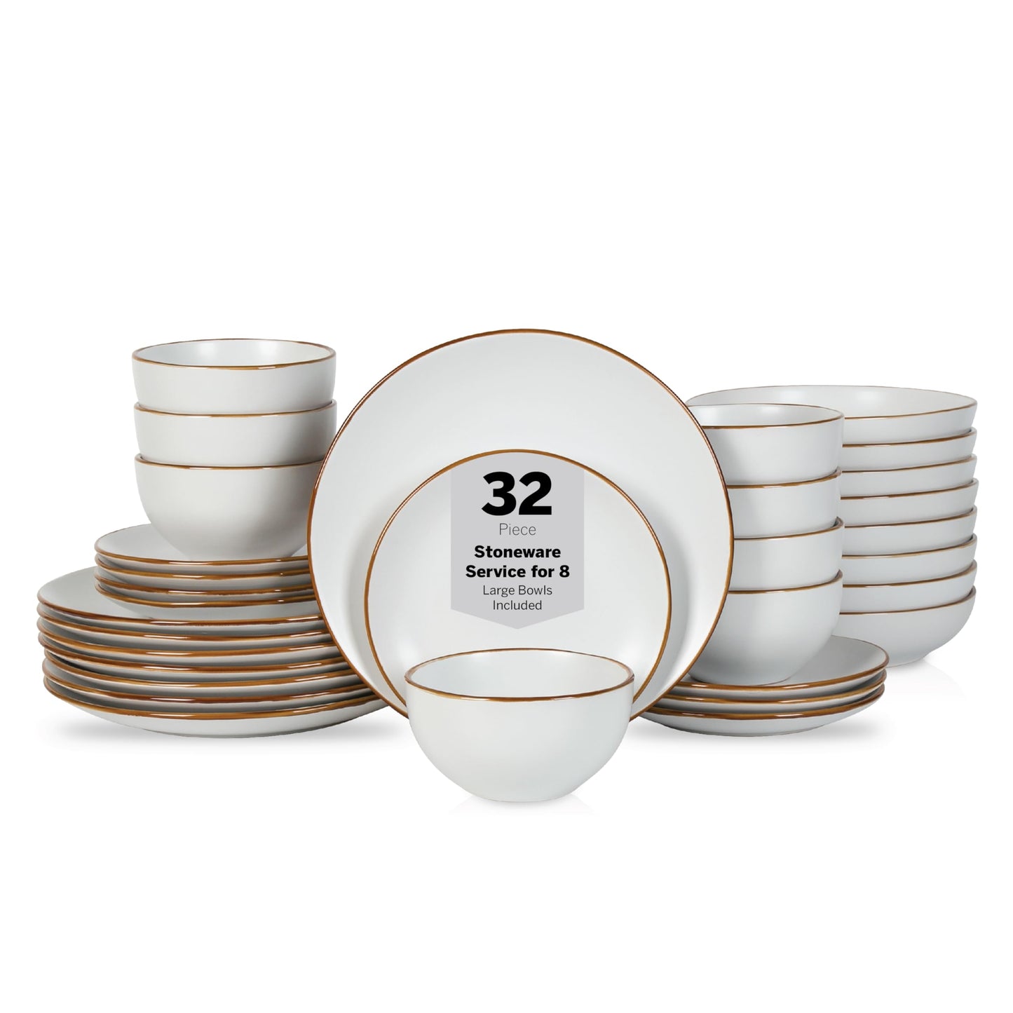 Stone Lain, Stoneware, Service for 4, Light Green, Plates and Bowls Sets, Dinnerware Set with 4 Dinner - & 4 Salad Plates, 4 Pasta - & 4 Round Bowls, Dishwasher & Microwave Safe, 16-Piece