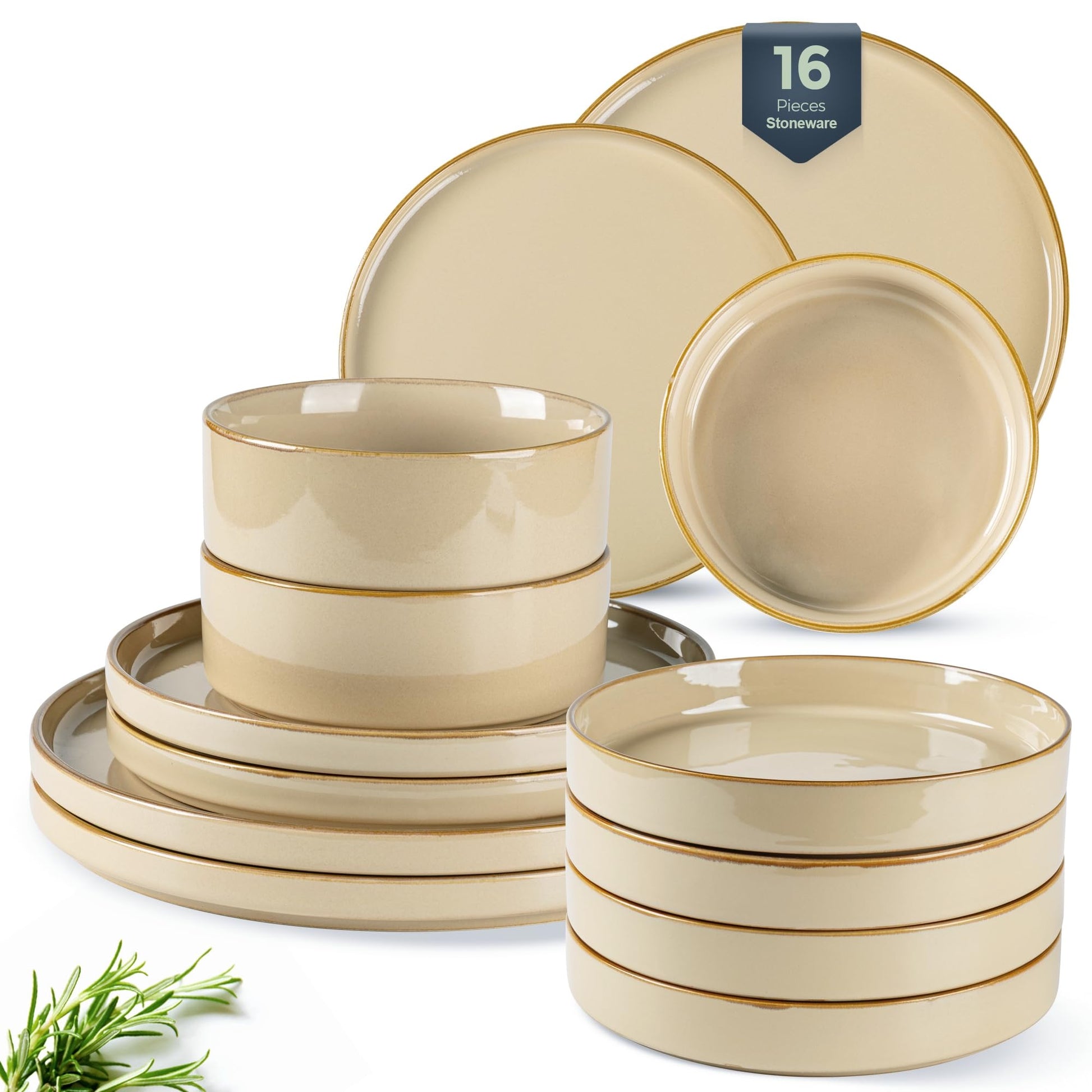 GBHOME Ceramic Dinnerware Sets for 4, 12 Pieces Stoneware Plates and Bowls Sets, Reactive Glaze Dishes -Scratch Resistant, Dishwasher&Microwave Safe