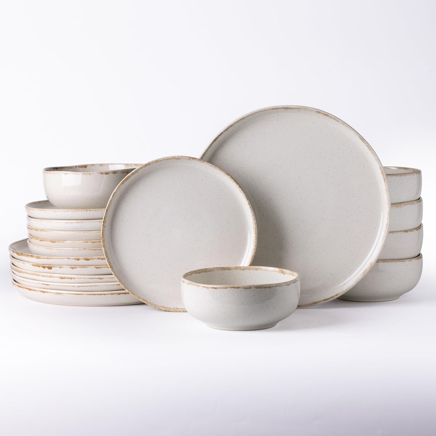 AmorArc Ceramic Dinnerware Sets, Wavy Rim Stoneware Plates and Bowls Sets, Highly Chip and Crack Resistant | Dishwasher & Microwave & Oven Safe Dishes set, Service for 4 (12pc)