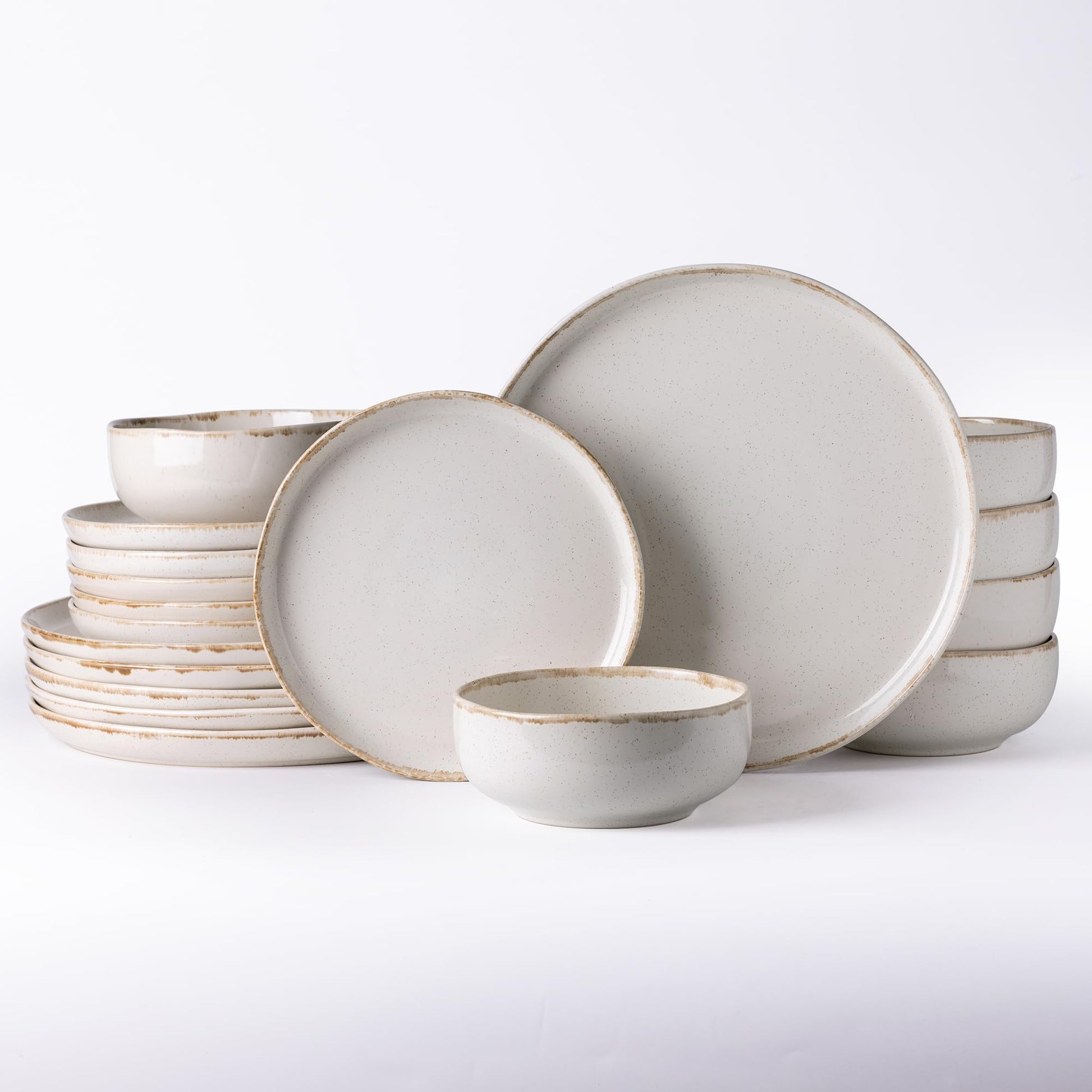 AmorArc Ceramic Dinnerware Sets, Wavy Rim Stoneware Plates and Bowls Sets, Highly Chip and Crack Resistant | Dishwasher & Microwave & Oven Safe Dishes set, Service for 4 (12pc)
