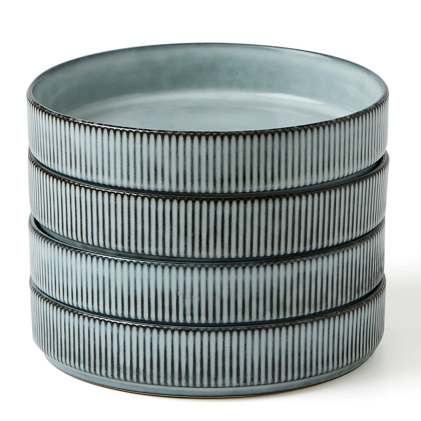 famiware Star 7.5" Pasta Bowls Set, Salad Bowl Set of 4, Double Reactive Glaze, Stackable, Ideal for Your Friend for Housewarming, Festivals, Nebulas Blue