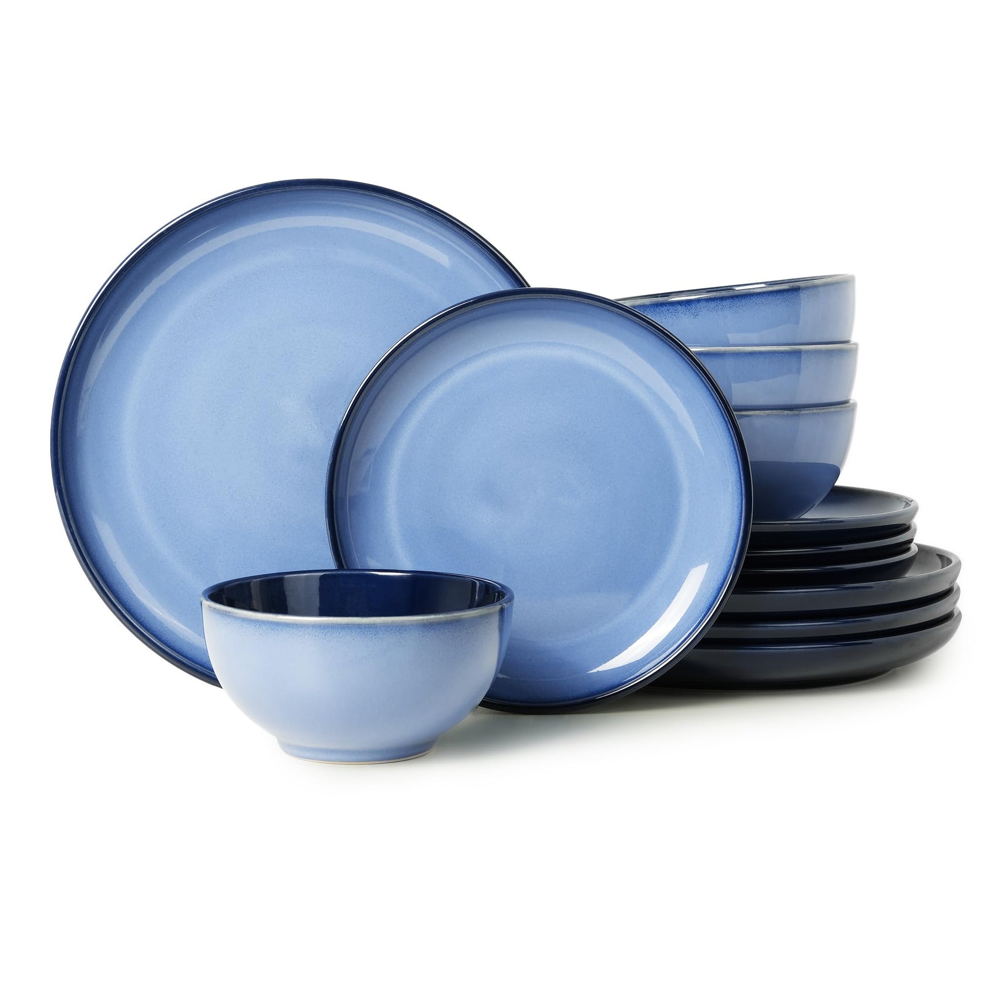 Stoneware Dinnerware Sets, Ceramic Plates and Bowls Set, Microwave & Dishwasher Safe Kitchen Dish Set, Modern Dinner Salad Plates | Cereal Bowls for 4, Dishware Sets Brown Yellow