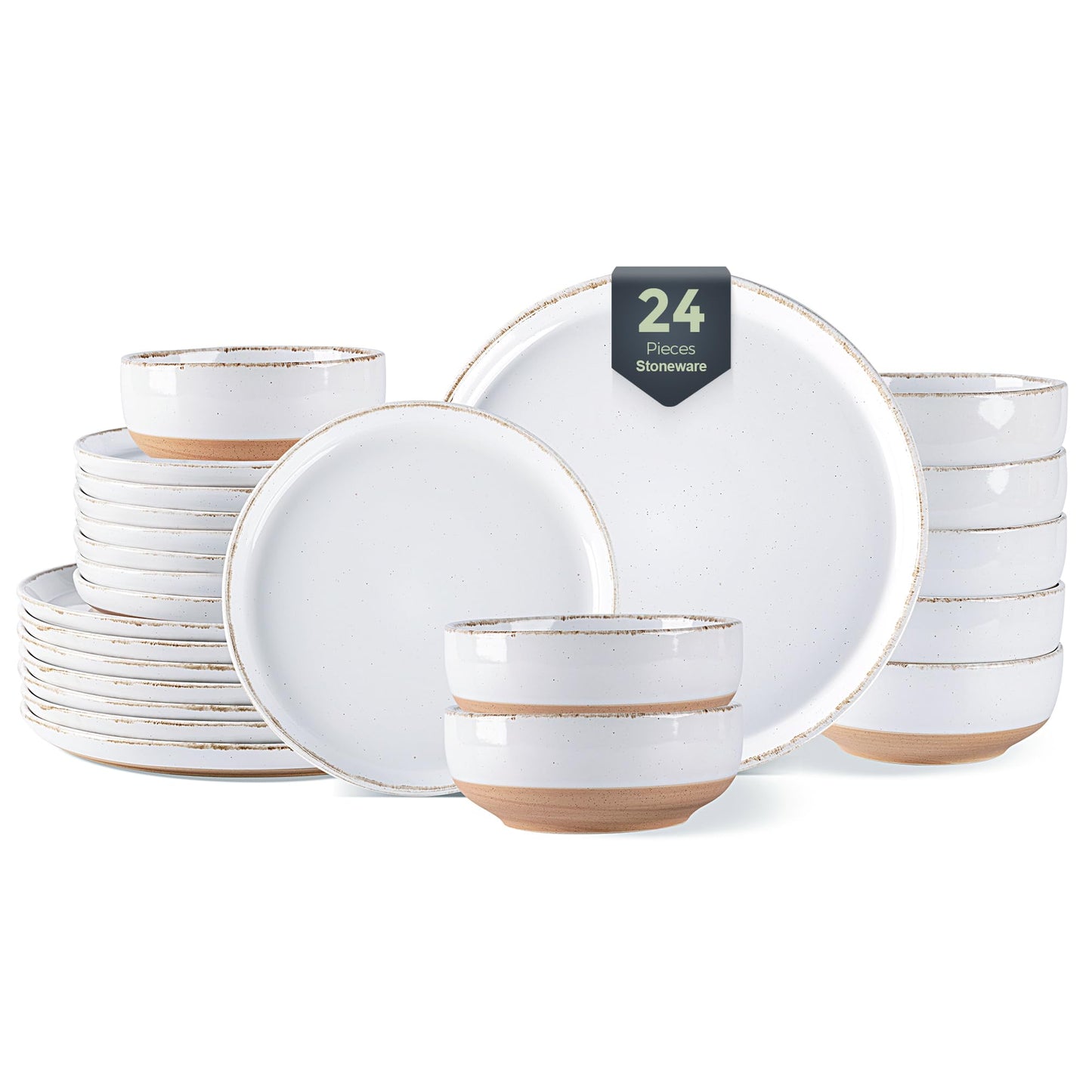 AmorArc Ceramic Dinnerware Sets for 4, 12 Pieces Handpainted Plates and Bowls Set with Rustic Terracotta Underside, Scratch Resistant Stoneware Dishes Set, Dishwasher & Microwave Safe, Gray