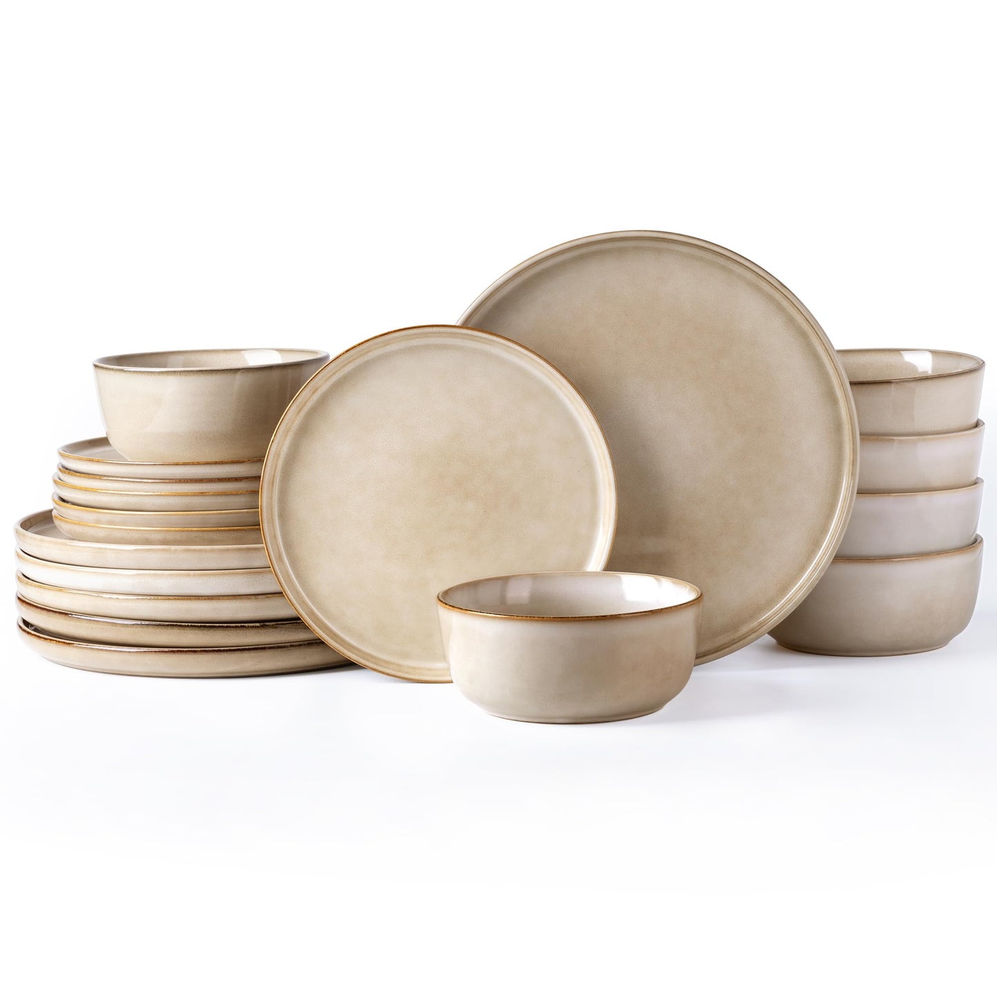 AmorArc Stoneware Dinnerware Sets,Round Reactive Glaze Ceramic Plates and Bowls Set,Highly Chip and Crack Resistant | Dishwasher & Microwave Safe Dishes,Service for 4 (12pc)