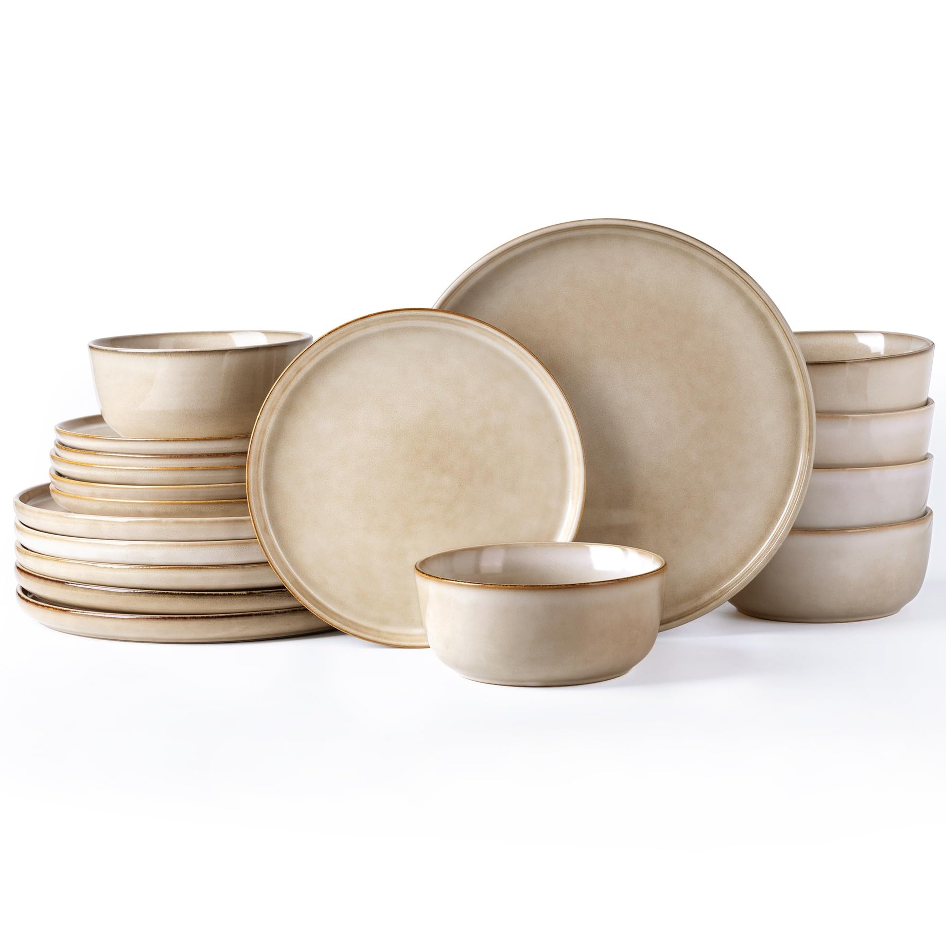 AmorArc Stoneware Dinnerware Sets,Round Reactive Glaze Ceramic Plates and Bowls Set,Highly Chip and Crack Resistant | Dishwasher & Microwave Safe Dishes,Service for 4 (12pc)
