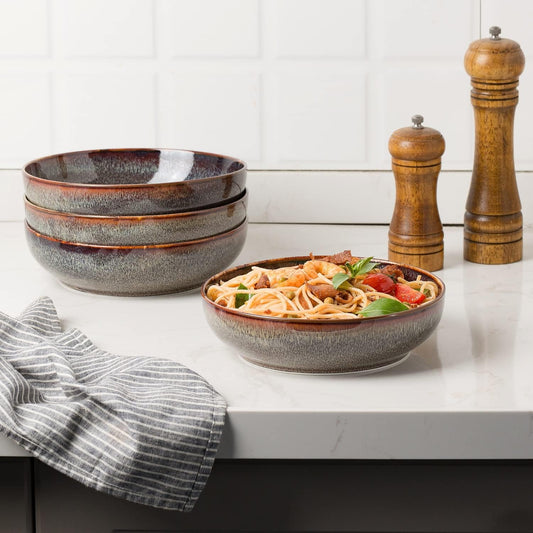 30oz Ceramic bowls set of 4-8" serving bowls for Kitchen,Pasta,Salad-Dishwasher & Microwave Safe Perfect for Housewarming, Thanksgiving, Christmas