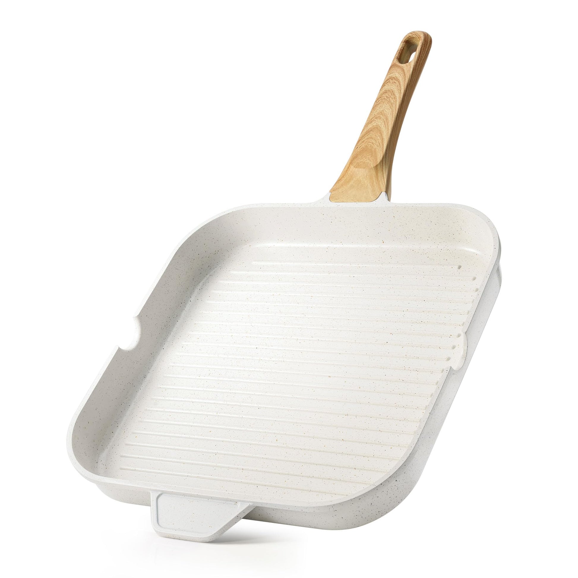 SENSARTE Nonstick Grill Pan for Stove Tops, Versatile Griddle with Pour Spouts, Square Big Cooking Surface, Durable Skillet Indoor & Outdoor Grilling. PFOA Free, 9.5 Inch