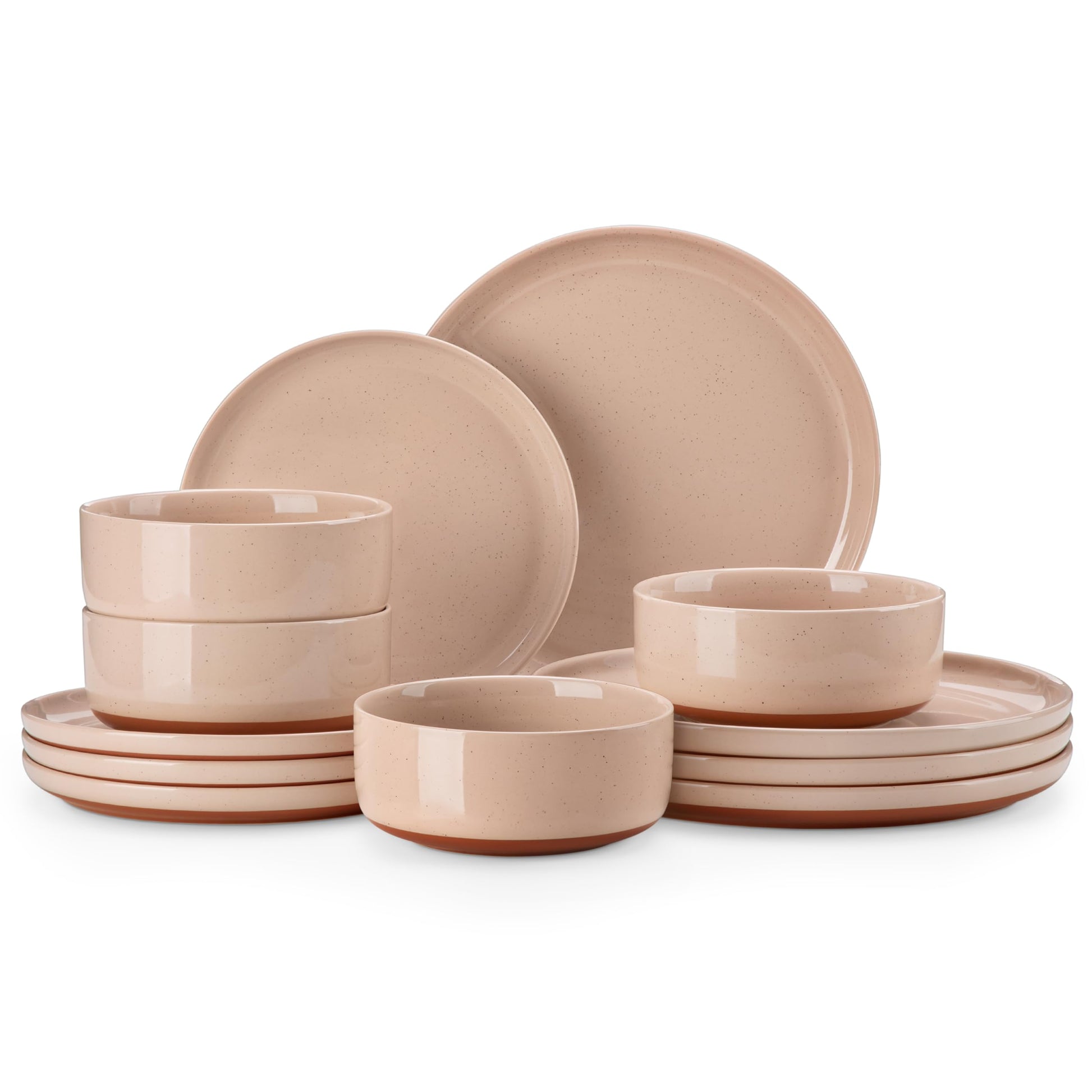 MALACASA Plates and Bowls Sets, 12 Pieces Modern Stoneware Dinnerware Set for 4 Kitchen Dinner Set Ceramic Dishware Dishes Set Microwave and Dishwasher Safe, White, Series TARA