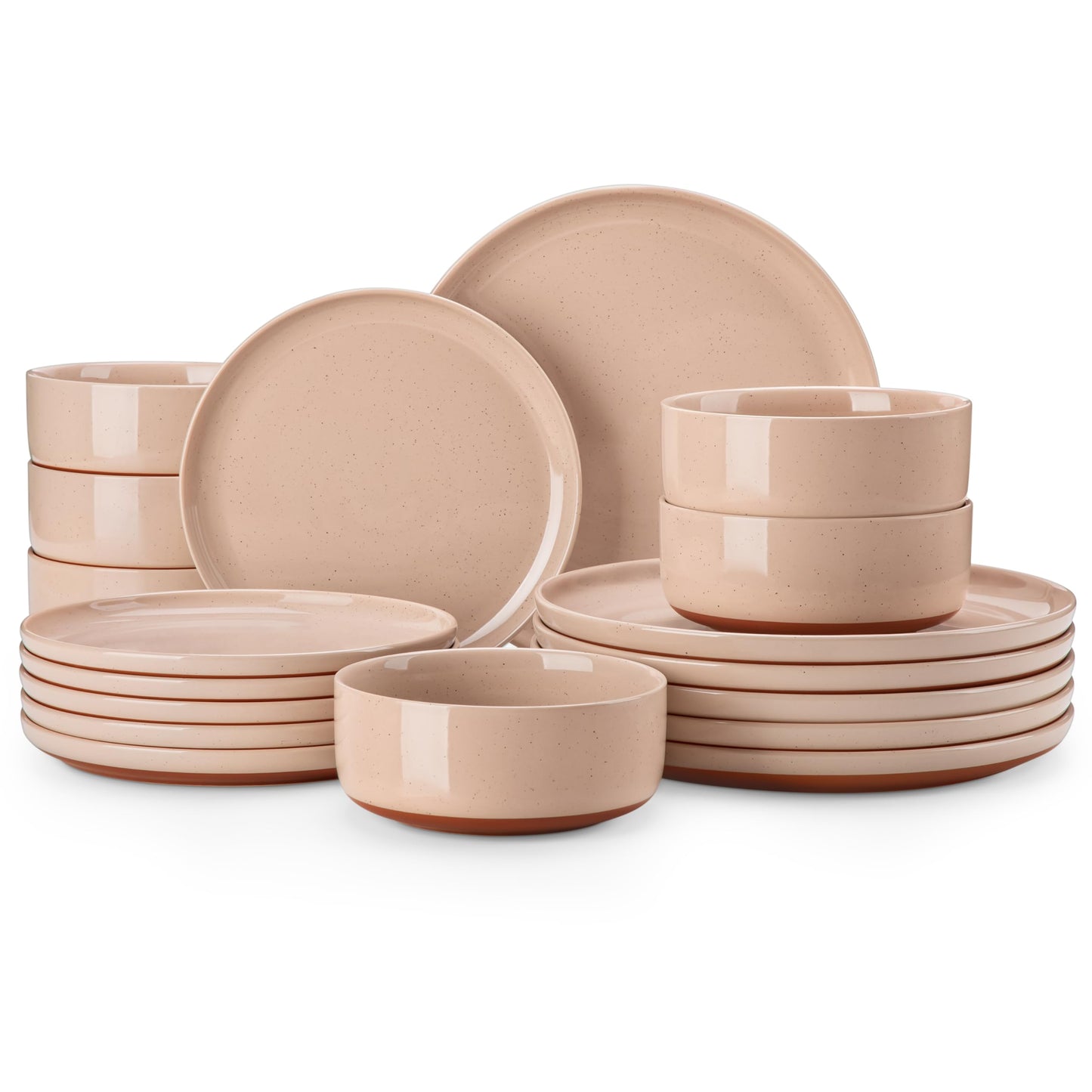 MALACASA Plates and Bowls Sets, 12 Pieces Modern Stoneware Dinnerware Set for 4 Kitchen Dinner Set Ceramic Dishware Dishes Set Microwave and Dishwasher Safe, White, Series TARA
