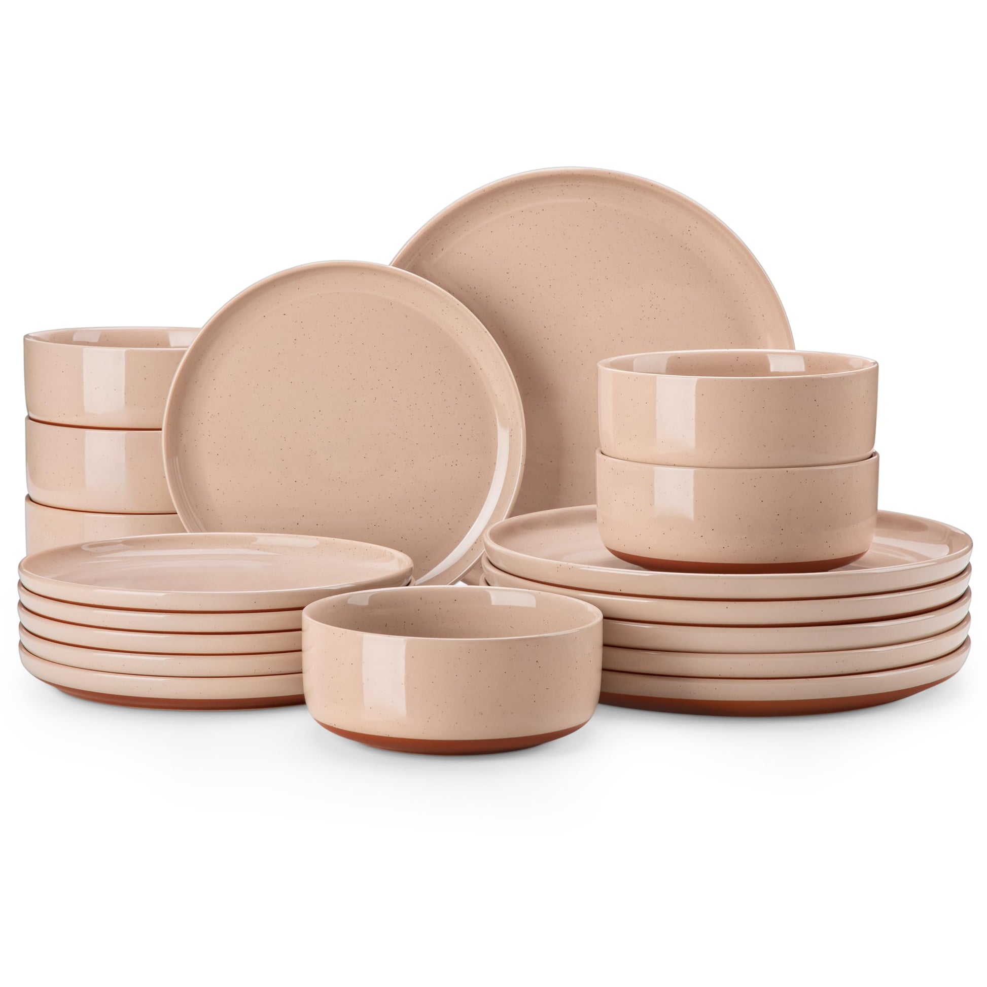 MALACASA Plates and Bowls Sets, 12 Pieces Modern Stoneware Dinnerware Set for 4 Kitchen Dinner Set Ceramic Dishware Dishes Set Microwave and Dishwasher Safe, White, Series TARA