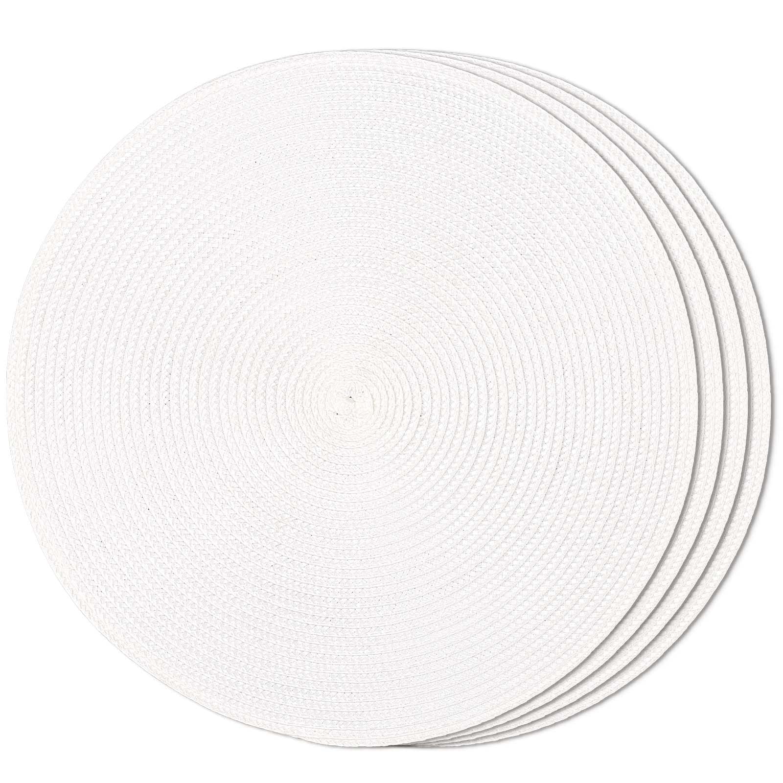 FunWheat Round Braided Placemats Set of 6 Table Mats for Dining Tables Woven Washable Non-Slip Place mats 15 in(Blue, 6pcs)