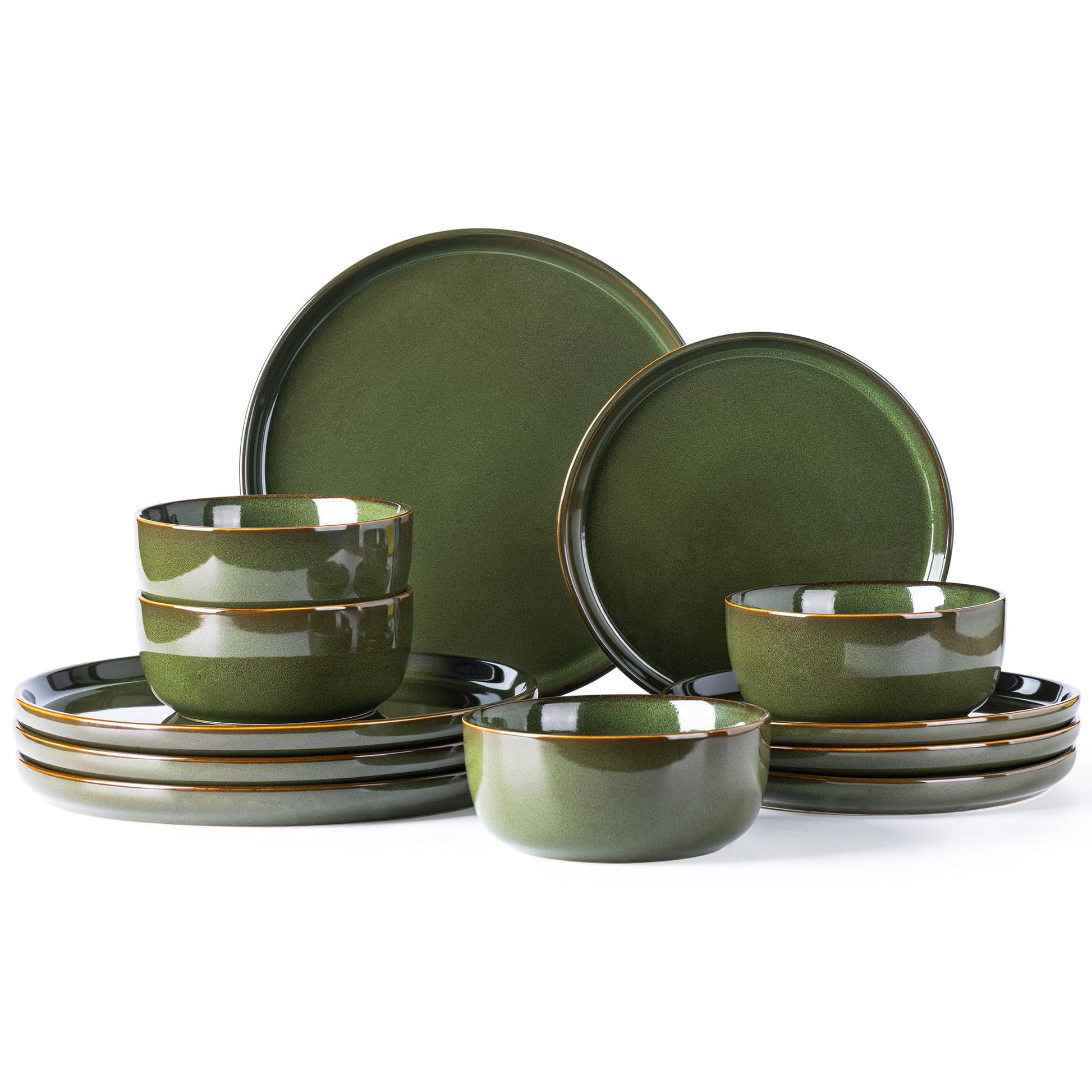 AmorArc Stoneware Dinnerware Sets,Round Reactive Glaze Ceramic Plates and Bowls Set,Highly Chip and Crack Resistant | Dishwasher & Microwave Safe Dishes,Service for 4 (12pc)