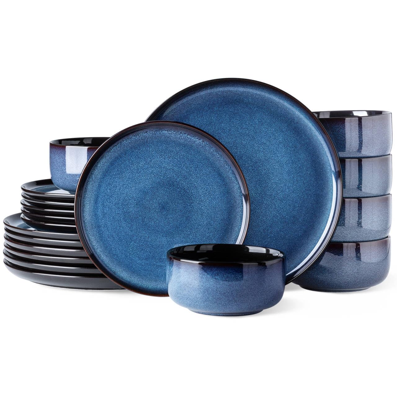LeRatio Ceramic Dinnerware Sets for 4,12-Piece Plates and Bowls,Handmade Reactive Glaze Dishes Set,Chip Resistant and Scratch Resistant | Oven Dishwasher & Microwave Safe,Service for 4-Kahki