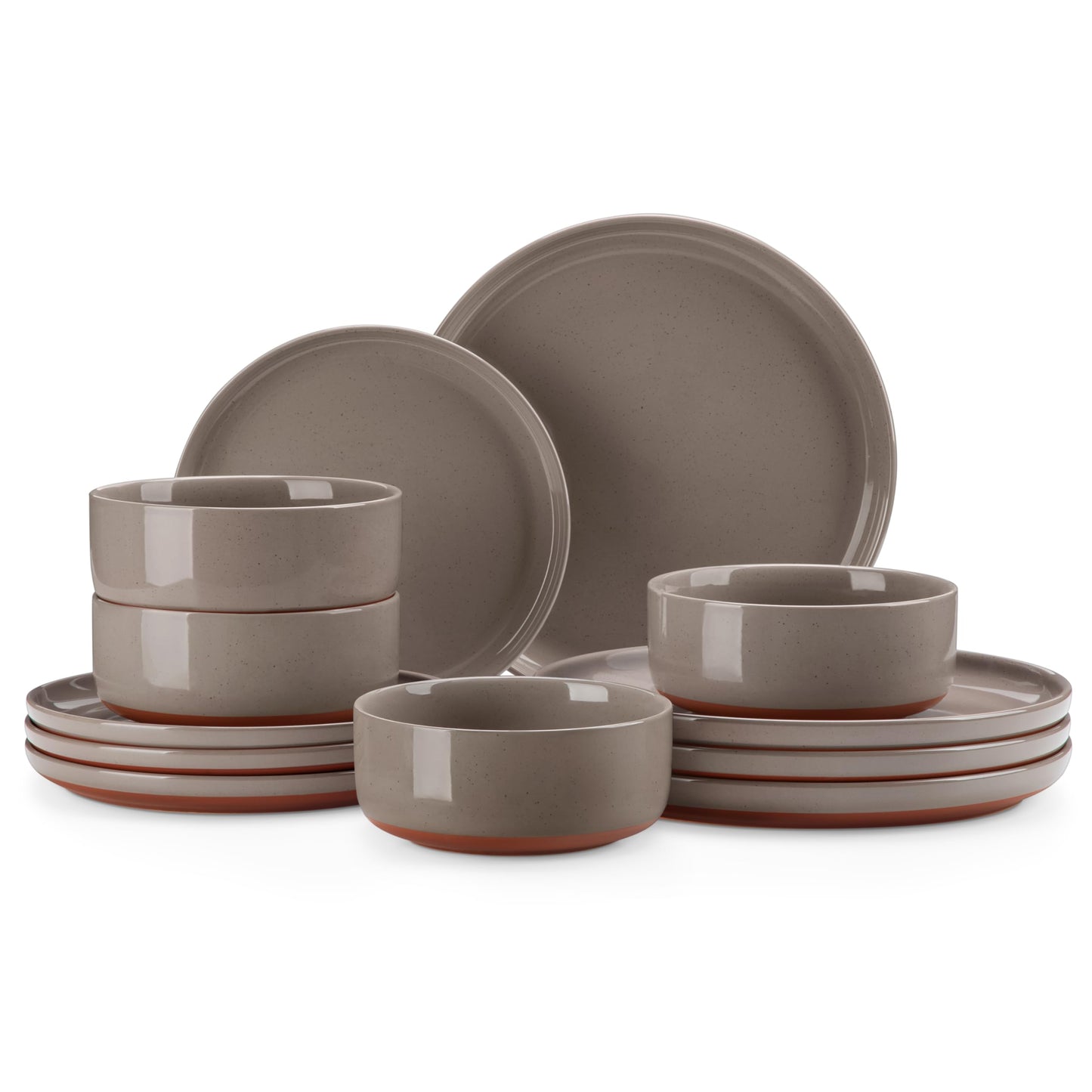 MALACASA Plates and Bowls Sets, 12 Pieces Modern Stoneware Dinnerware Set for 4 Kitchen Dinner Set Ceramic Dishware Dishes Set Microwave and Dishwasher Safe, White, Series TARA