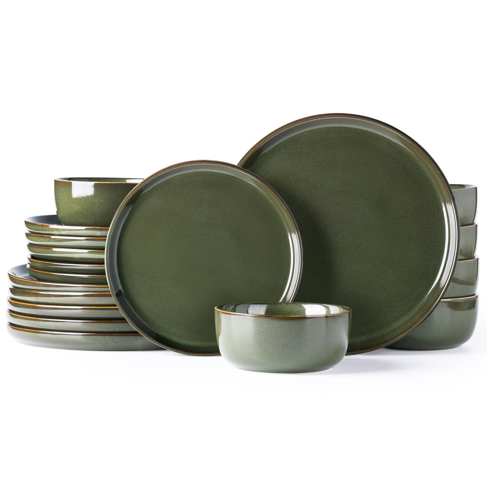 AmorArc Stoneware Dinnerware Sets,Round Reactive Glaze Ceramic Plates and Bowls Set,Highly Chip and Crack Resistant | Dishwasher & Microwave Safe Dishes,Service for 4 (12pc)