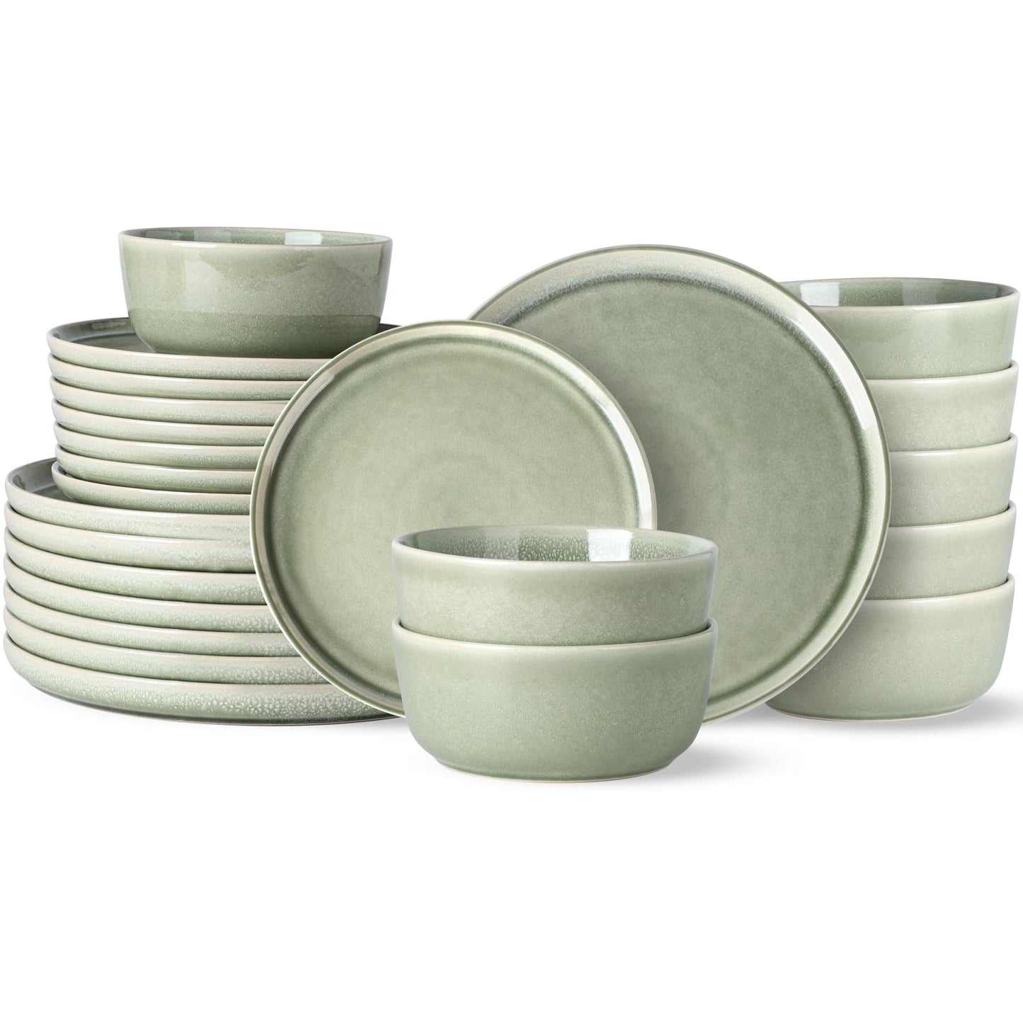 AmorArc Stoneware Dinnerware Sets,Round Reactive Glaze Ceramic Plates and Bowls Set,Highly Chip and Crack Resistant | Dishwasher & Microwave Safe Dishes,Service for 4 (12pc)