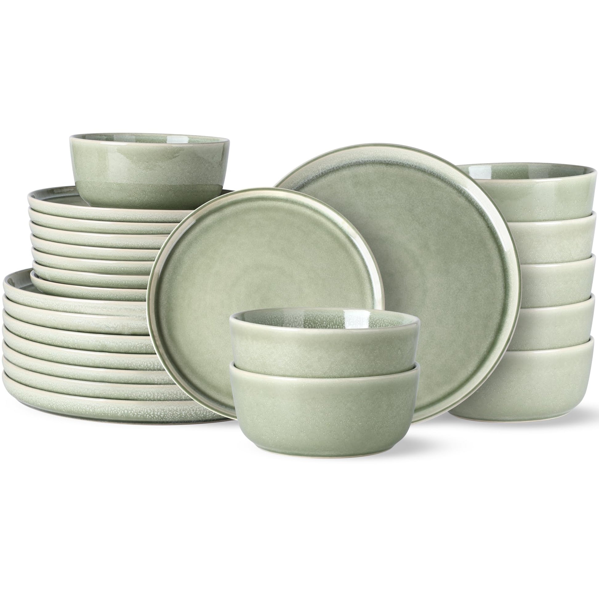 AmorArc Stoneware Dinnerware Sets,Round Reactive Glaze Ceramic Plates and Bowls Set,Highly Chip and Crack Resistant | Dishwasher & Microwave Safe Dishes,Service for 4 (12pc)