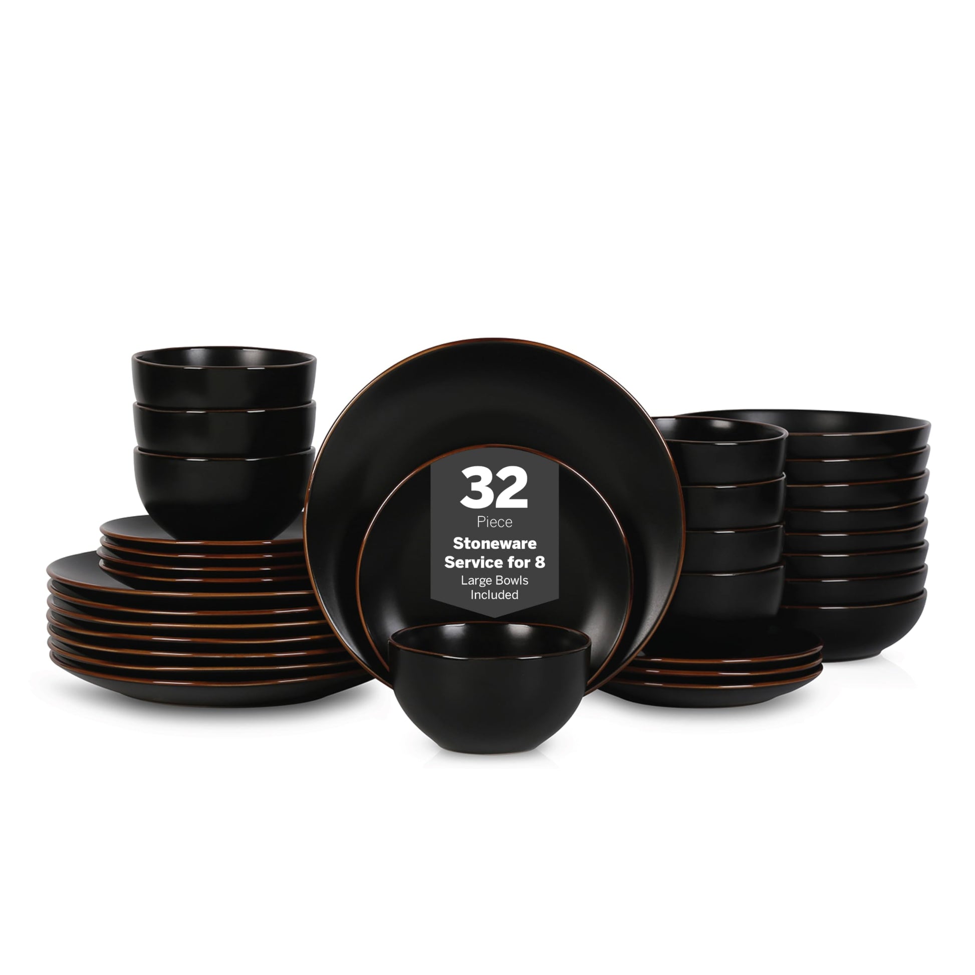 Stone Lain Brasa Modern Stoneware 16 Piece Dinnerware Sets, Plates and Bowls Sets, Dish Set for 4, Green