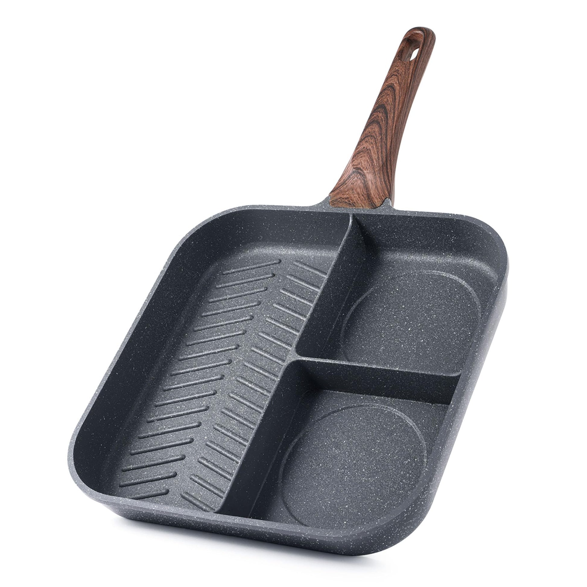 SENSARTE Nonstick Grill Pan for Stove Tops, Versatile Griddle with Pour Spouts, Square Big Cooking Surface, Durable Skillet Indoor & Outdoor Grilling. PFOA Free, 9.5 Inch