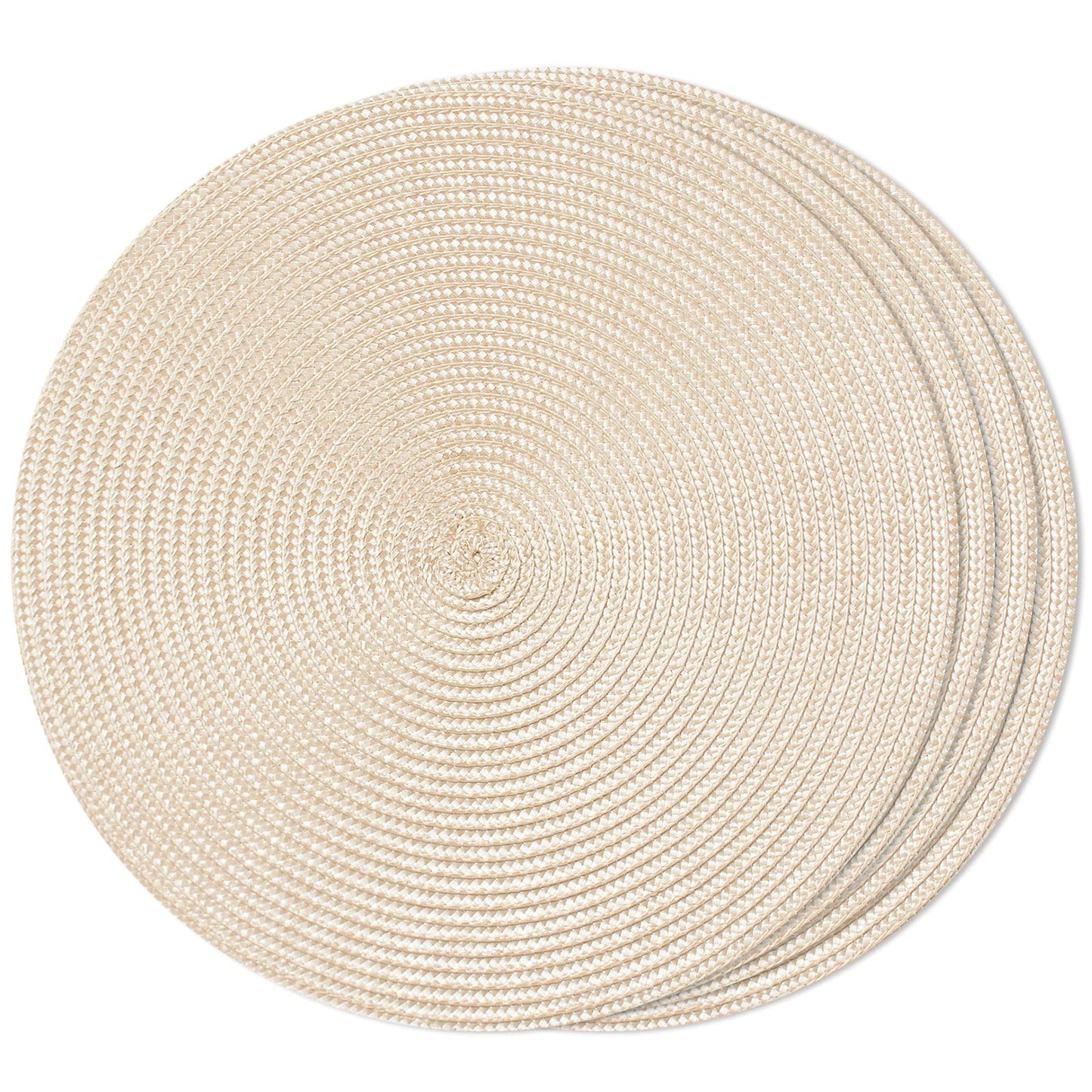 FunWheat Round Braided Placemats Set of 6 Table Mats for Dining Tables Woven Washable Non-Slip Place mats 15 in(Blue, 6pcs)