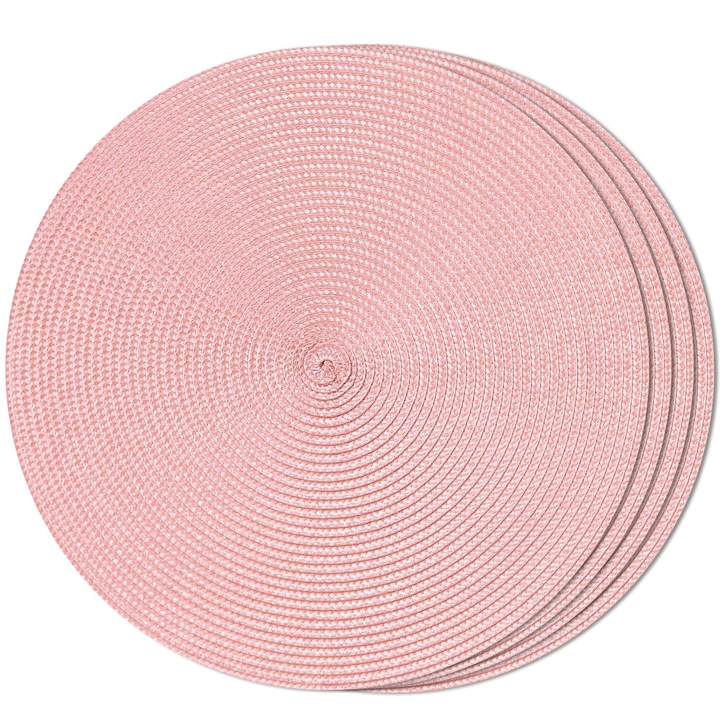 FunWheat Round Braided Placemats Set of 6 Table Mats for Dining Tables Woven Washable Non-Slip Place mats 15 in(Blue, 6pcs)