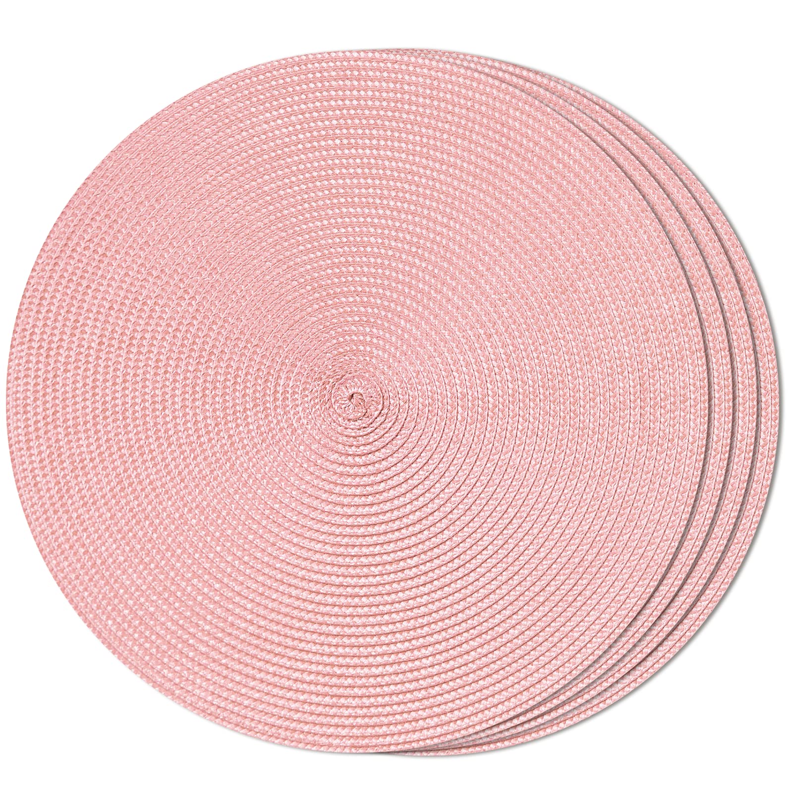 FunWheat Round Braided Placemats Set of 6 Table Mats for Dining Tables Woven Washable Non-Slip Place mats 15 in(Blue, 6pcs)