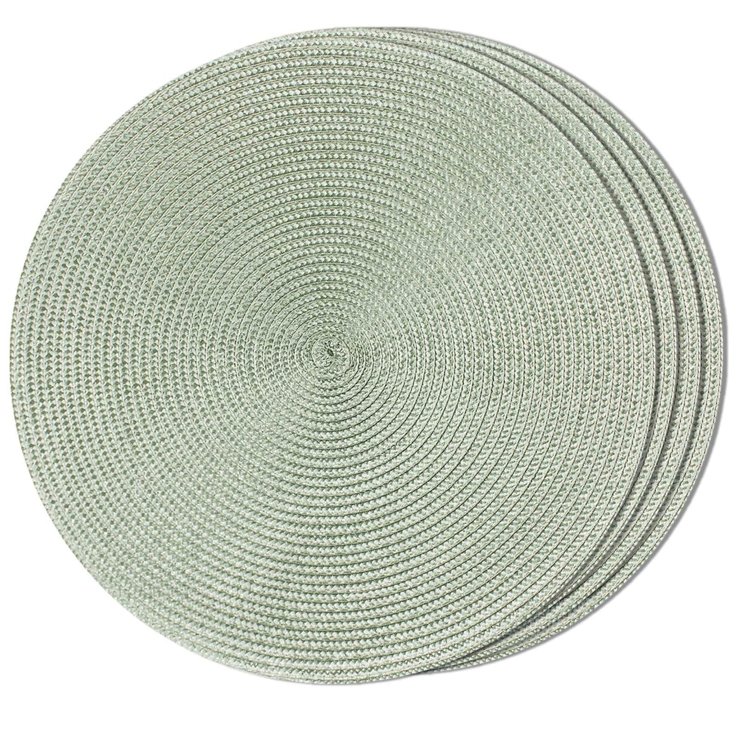 FunWheat Round Braided Placemats Set of 6 Table Mats for Dining Tables Woven Washable Non-Slip Place mats 15 in(Blue, 6pcs)