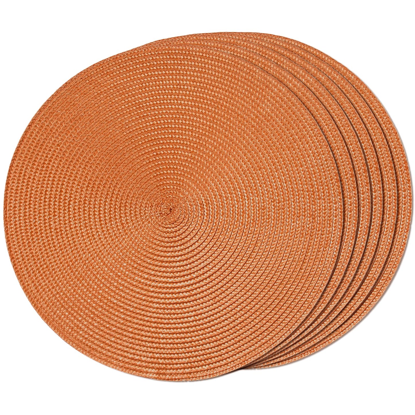 FunWheat Round Braided Placemats Set of 6 Table Mats for Dining Tables Woven Washable Non-Slip Place mats 15 in(Blue, 6pcs)