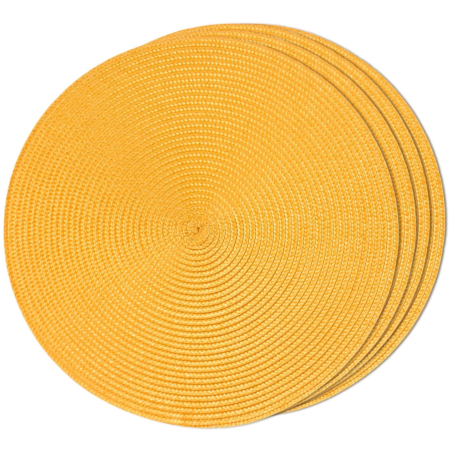 FunWheat Round Braided Placemats Set of 6 Table Mats for Dining Tables Woven Washable Non-Slip Place mats 15 in(Blue, 6pcs)
