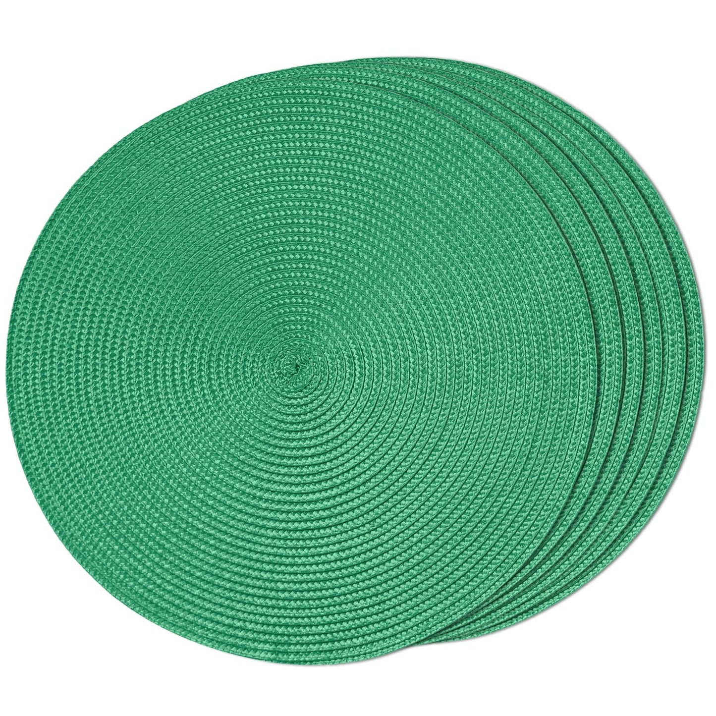 FunWheat Round Braided Placemats Set of 6 Table Mats for Dining Tables Woven Washable Non-Slip Place mats 15 in(Blue, 6pcs)