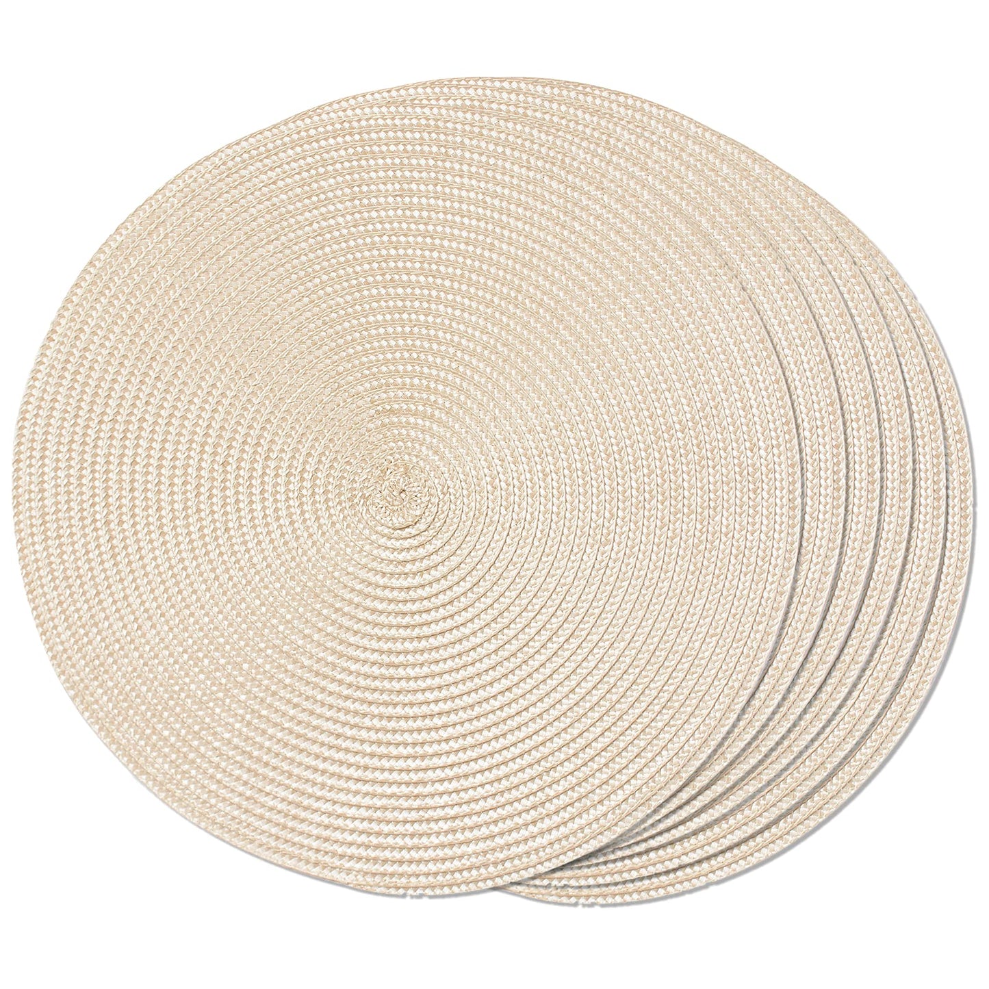 FunWheat Round Braided Placemats Set of 6 Table Mats for Dining Tables Woven Washable Non-Slip Place mats 15 in(Blue, 6pcs)