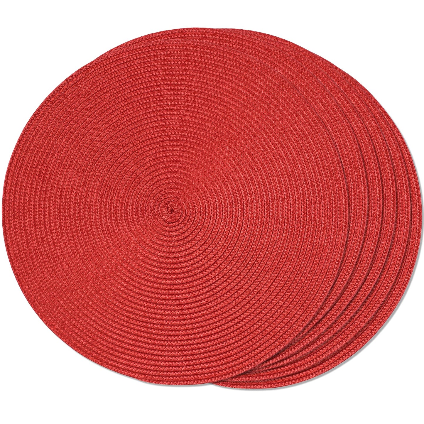 FunWheat Round Braided Placemats Set of 6 Table Mats for Dining Tables Woven Washable Non-Slip Place mats 15 in(Blue, 6pcs)