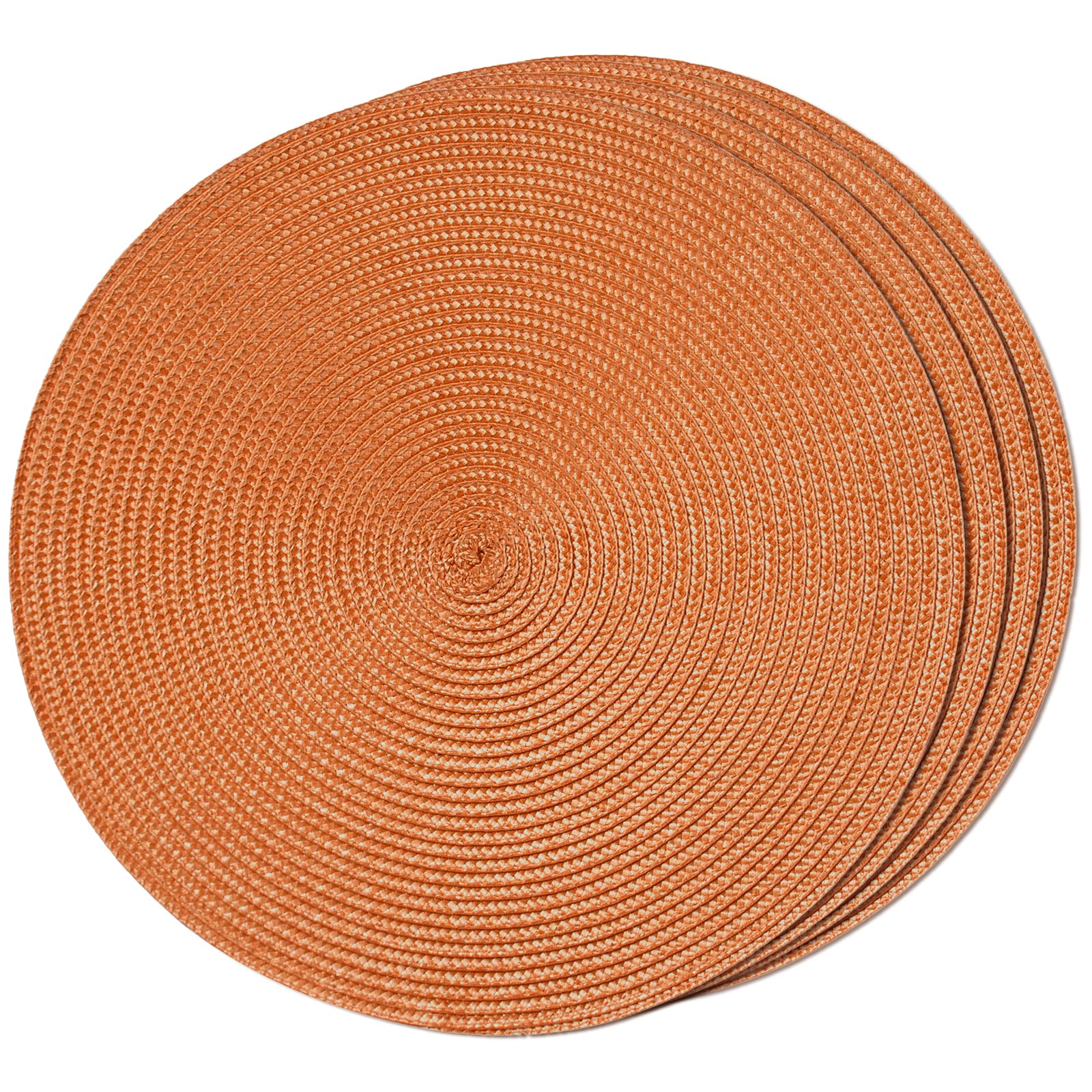 FunWheat Round Braided Placemats Set of 6 Table Mats for Dining Tables Woven Washable Non-Slip Place mats 15 in(Blue, 6pcs)