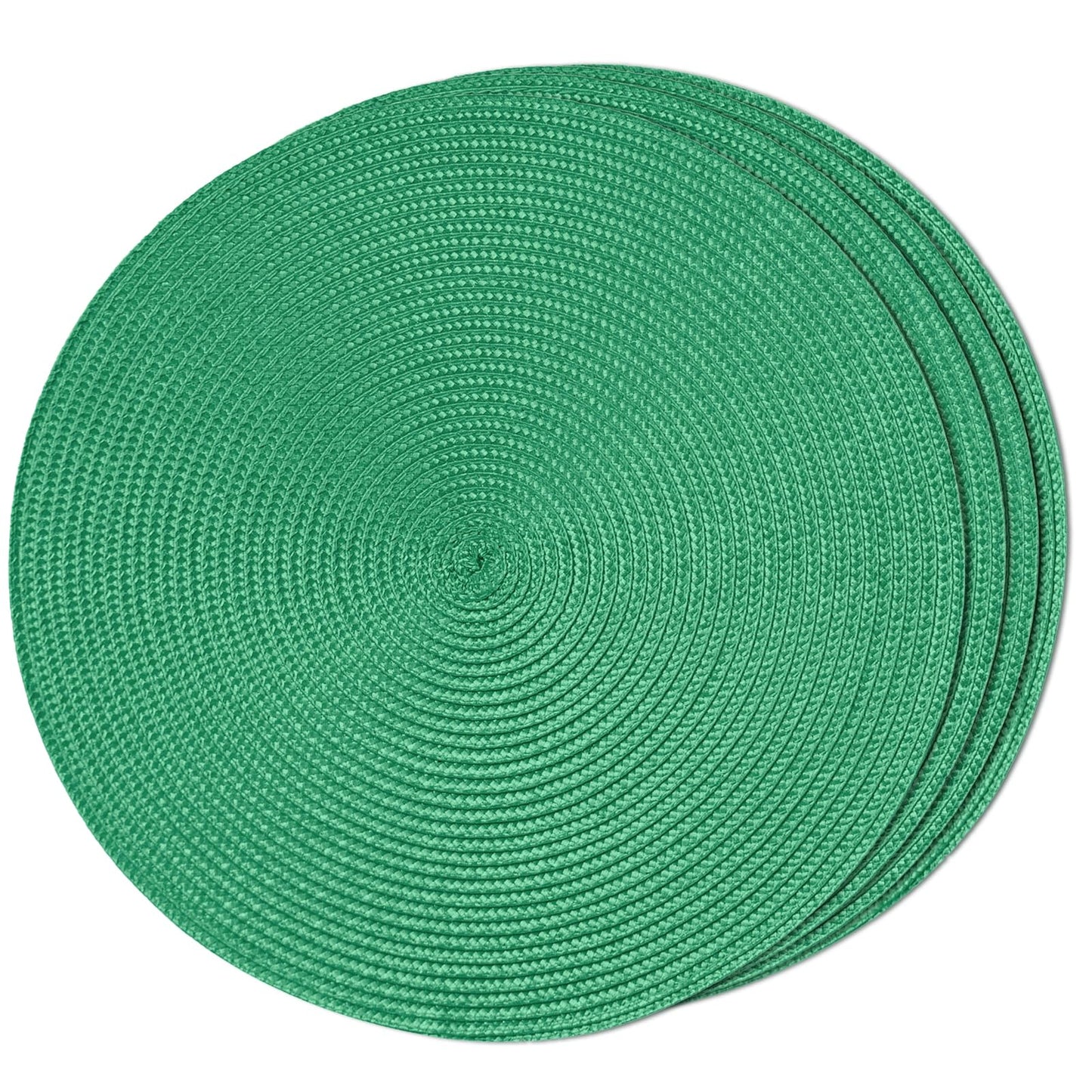 FunWheat Round Braided Placemats Set of 6 Table Mats for Dining Tables Woven Washable Non-Slip Place mats 15 in(Blue, 6pcs)