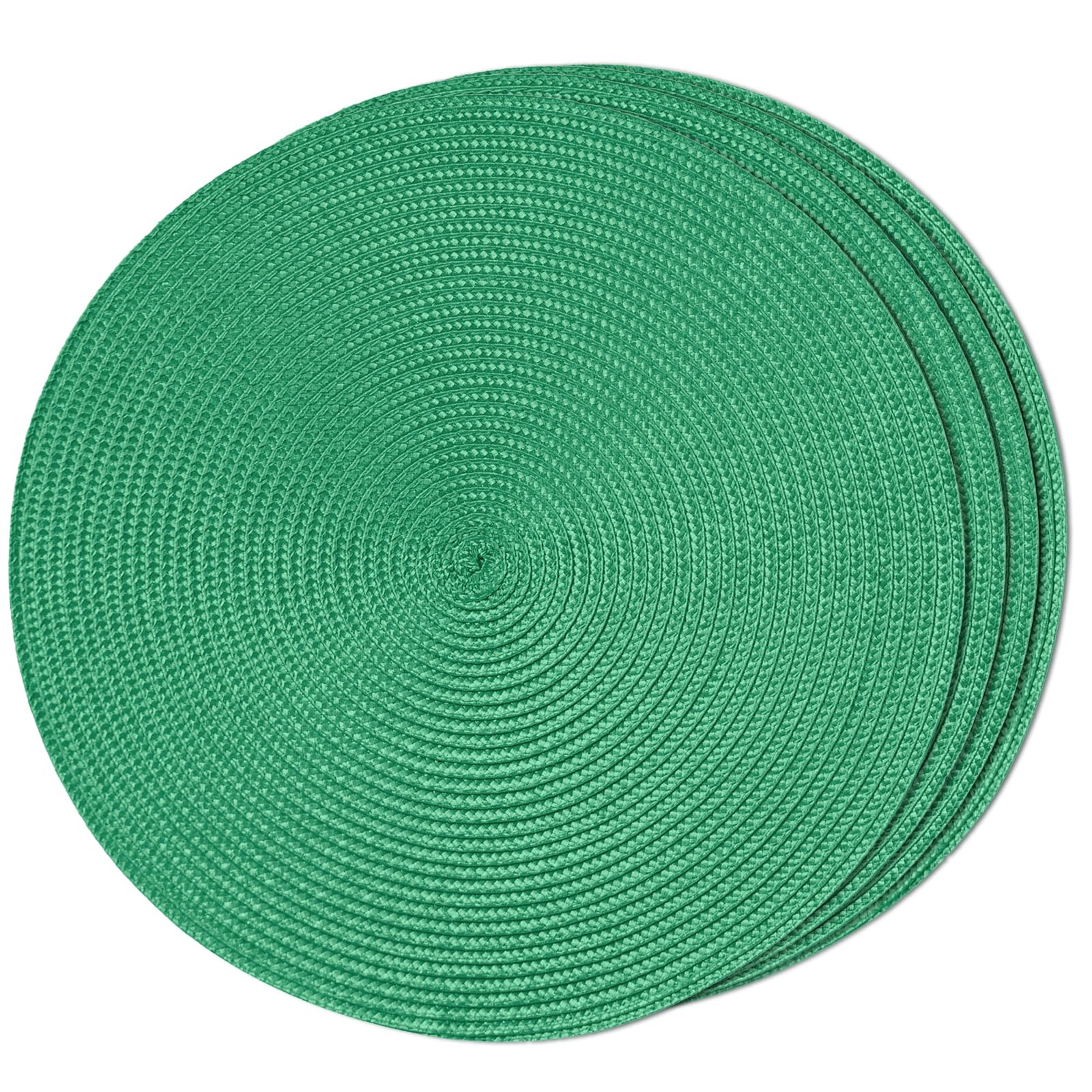 FunWheat Round Braided Placemats Set of 6 Table Mats for Dining Tables Woven Washable Non-Slip Place mats 15 in(Blue, 6pcs)