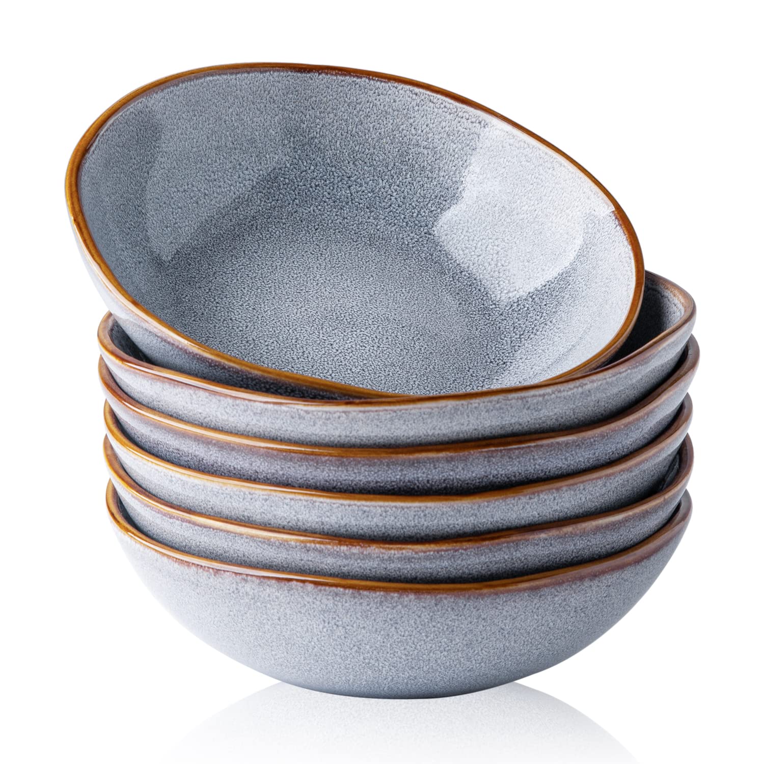 AmorArc Ceramic Cereal Bowls Set of 6, 24 oz Handmade Stoneware Bowls for Cereal Soup Salad Bread, Stylish Kitchen Bowls for Meal, Dishwasher & Microwave Safe, Ocean Blue