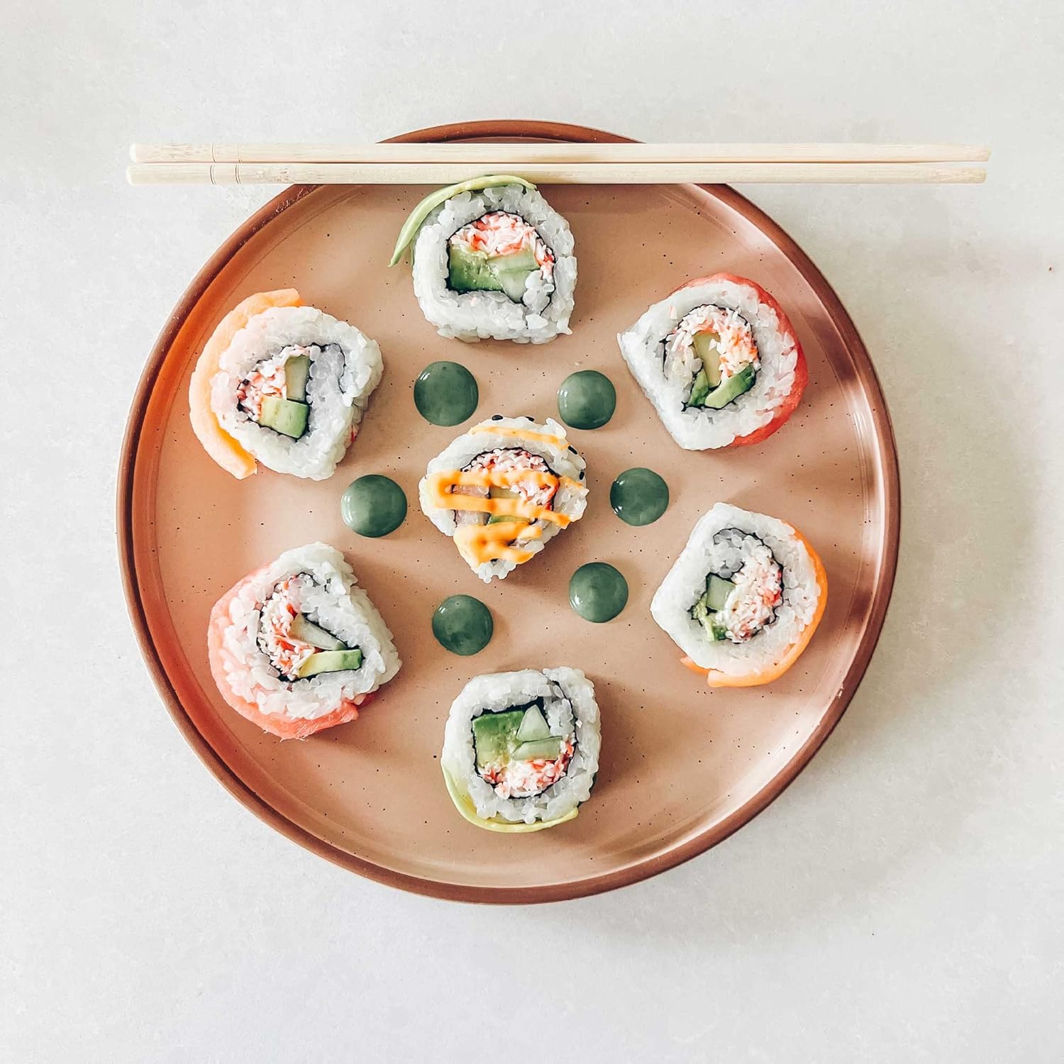 Mora Ceramic Flat Plates Set of 6-8 in - The Dessert, Salad, Appetizer, Small Lunch, etc Plate. Microwave, Oven, and Dishwasher Safe, Scratch Resistant. Kitchen Porcelain Dish - Neutrals